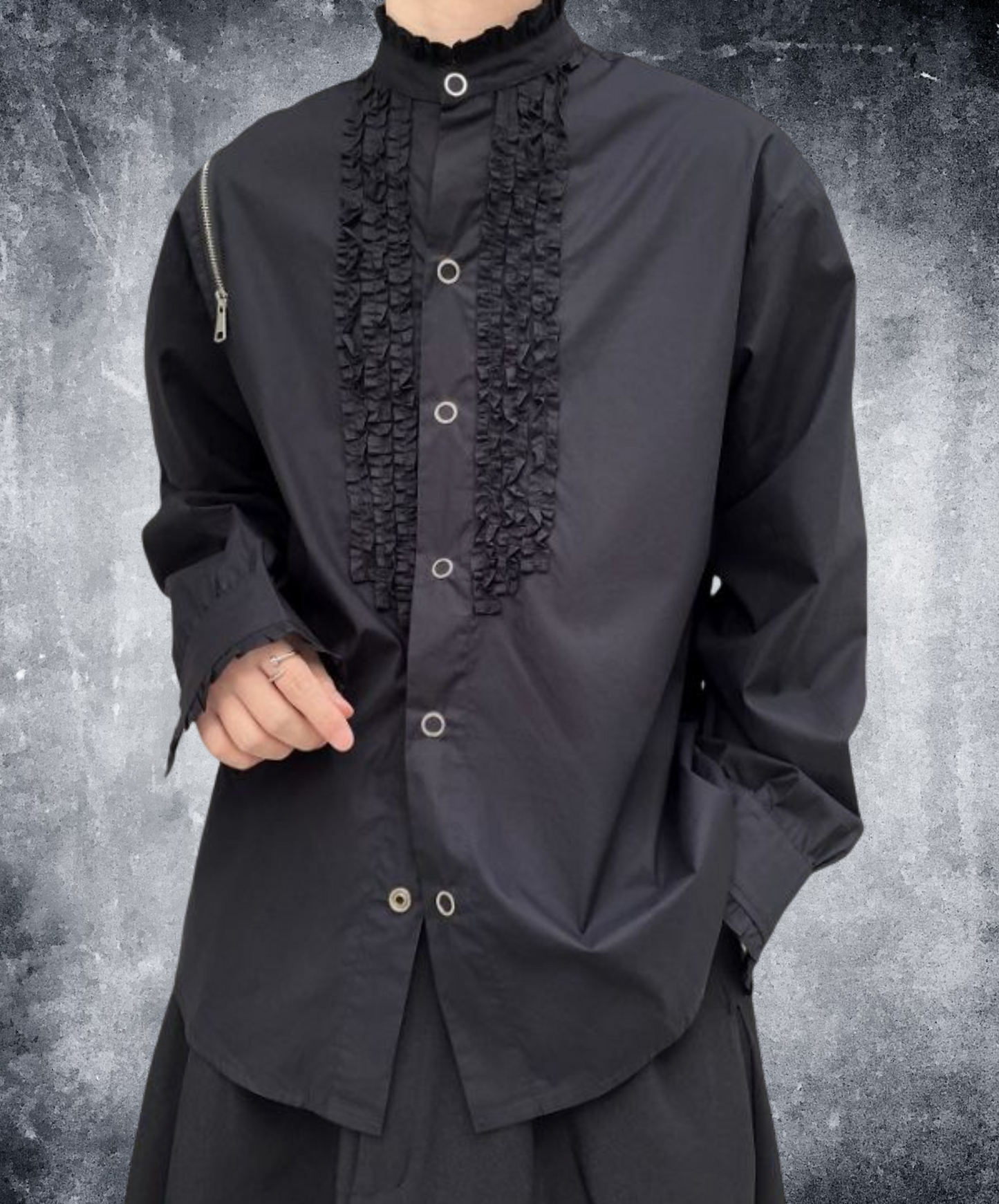 【style52】dark mode outfit set EN1849(jacket + shirt + skirt set)