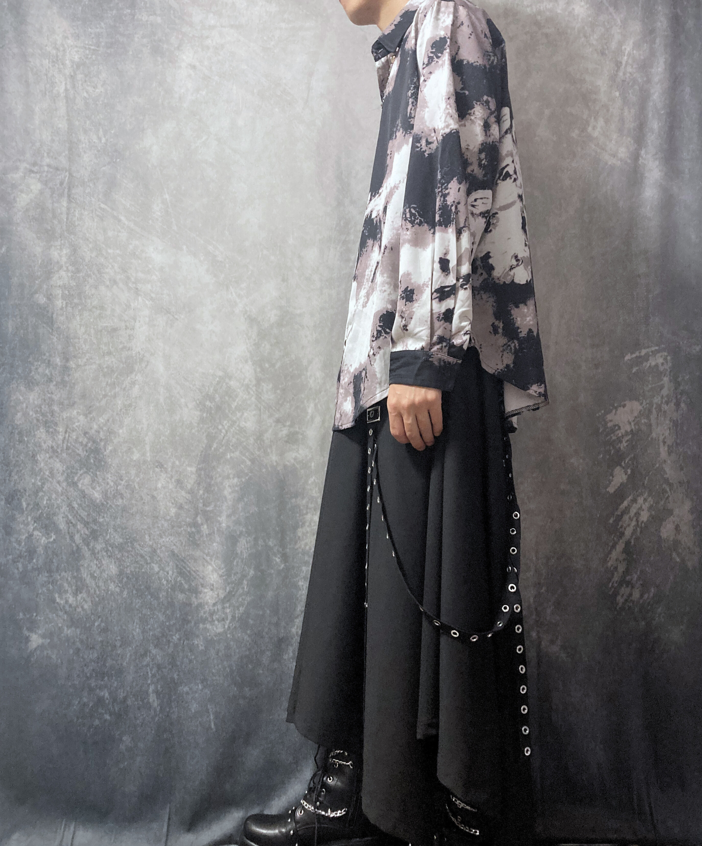 【style53】dark mode outfit set EN1850(shirt+ pants+ boots set)