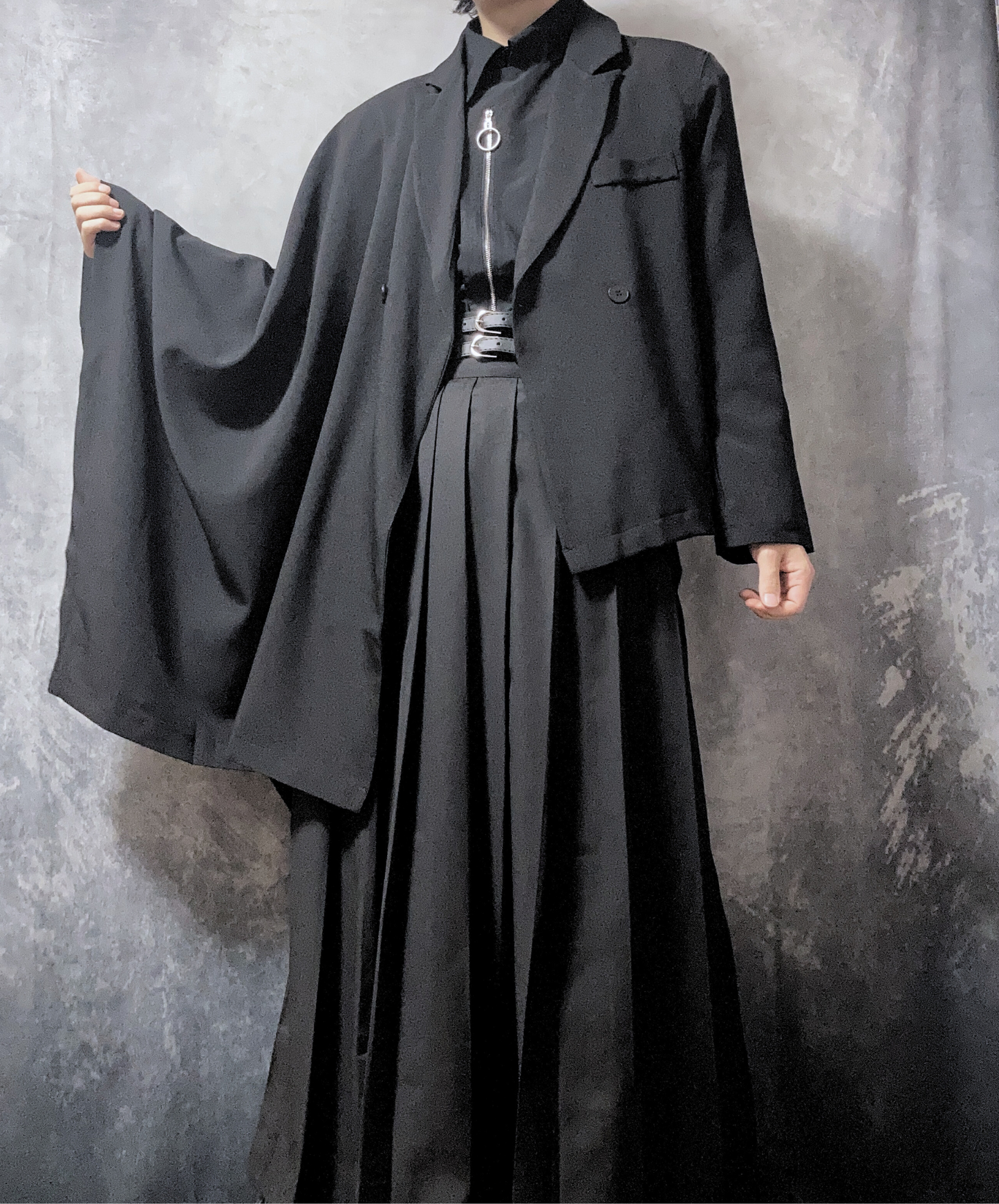 【style67】dark mode outfit set EN1891(jacket + shirt + skirt set)