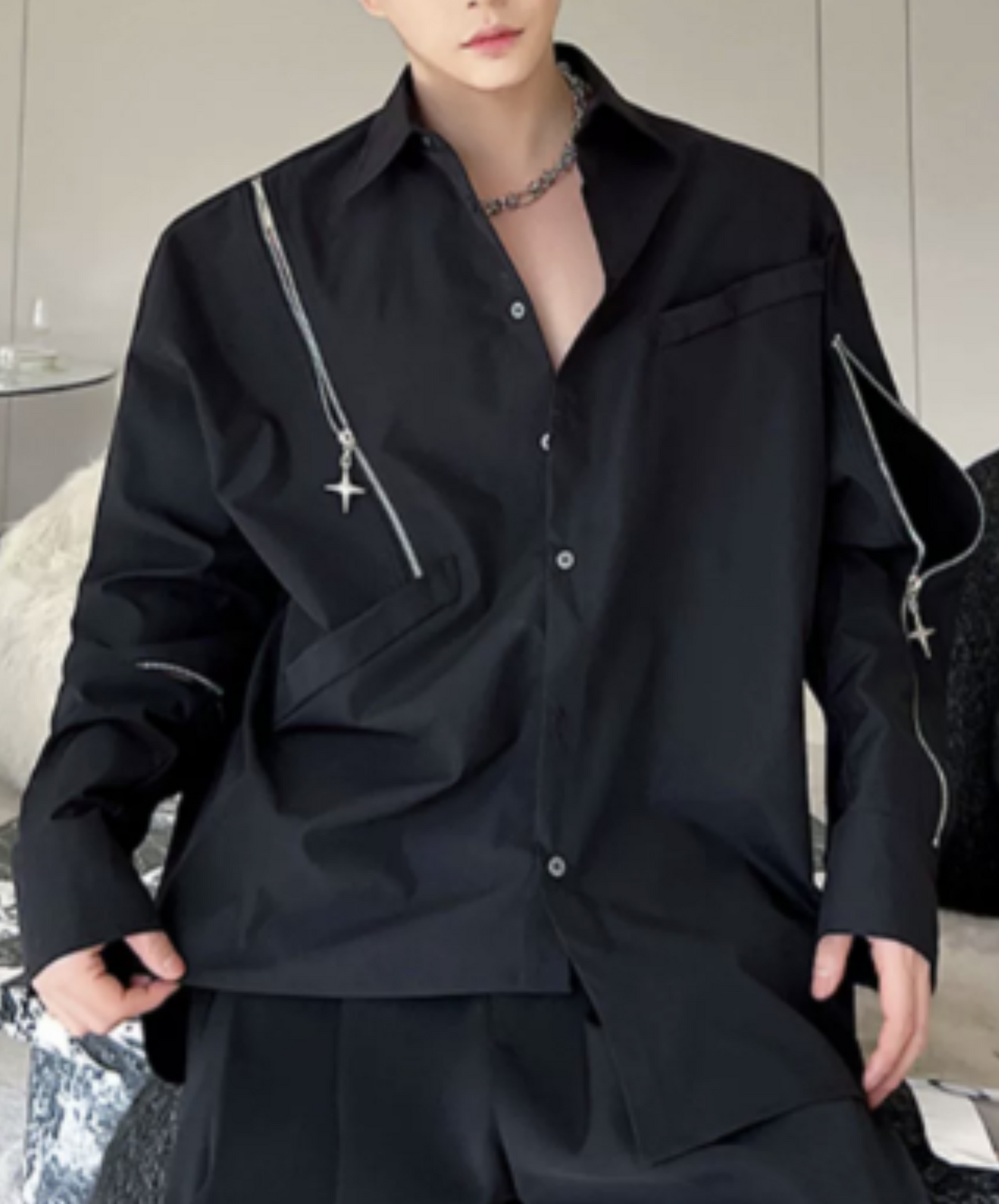 asymmetric irregular zip shirt EN1000