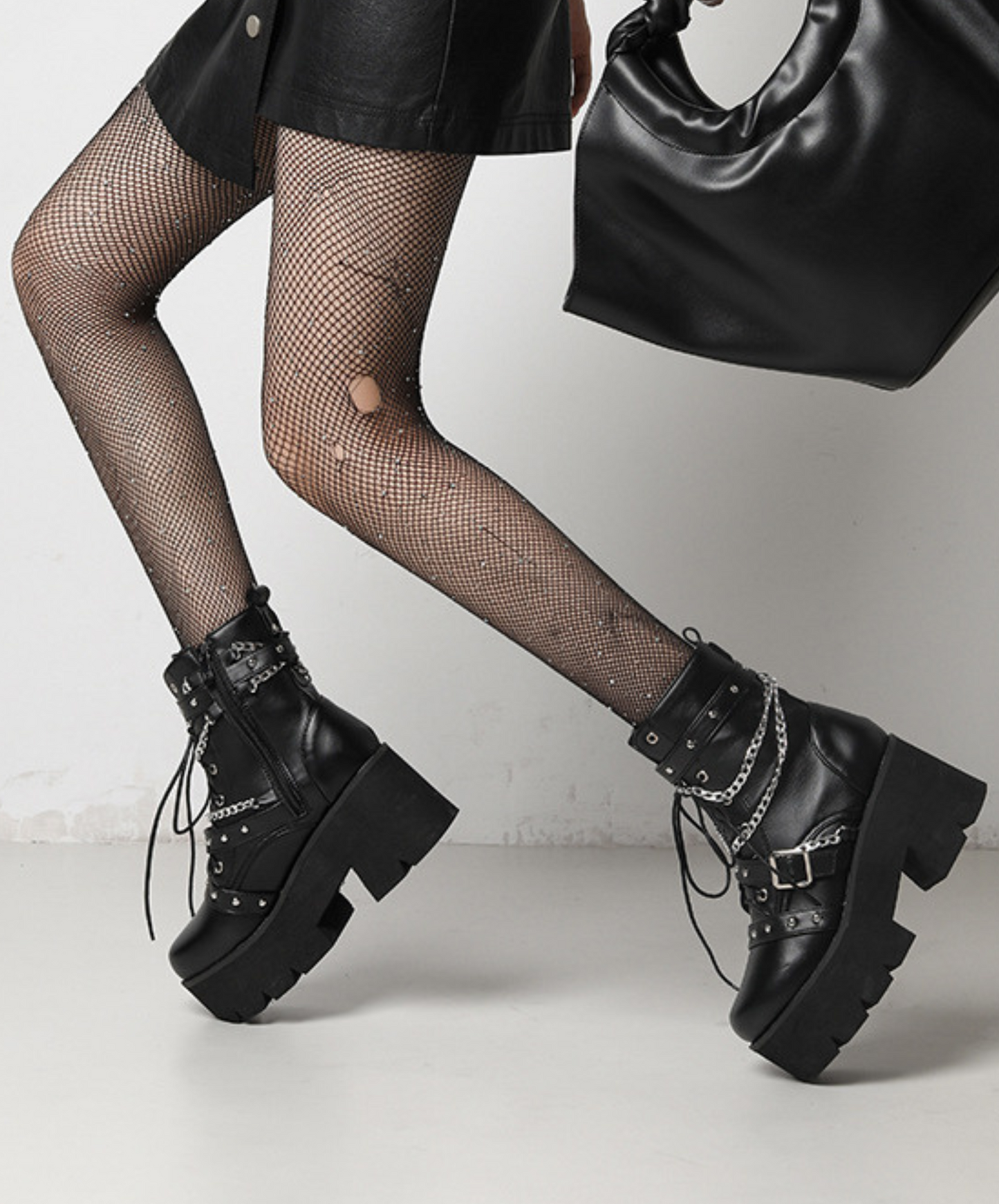 double chain belt platform boots EN1108