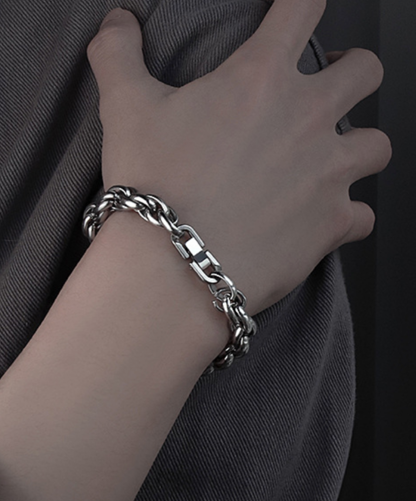 wave line silver chain bracelet EN2063