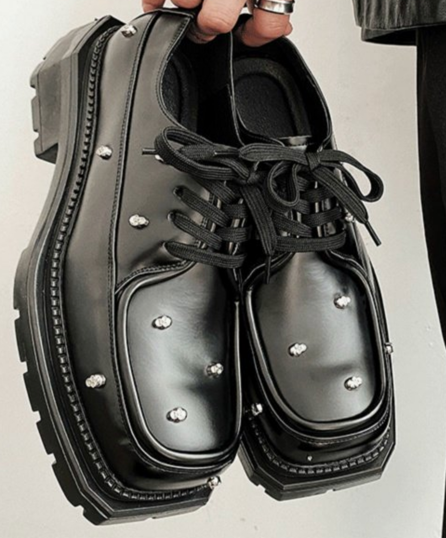 rivet leather lace-ups shoes EN2361