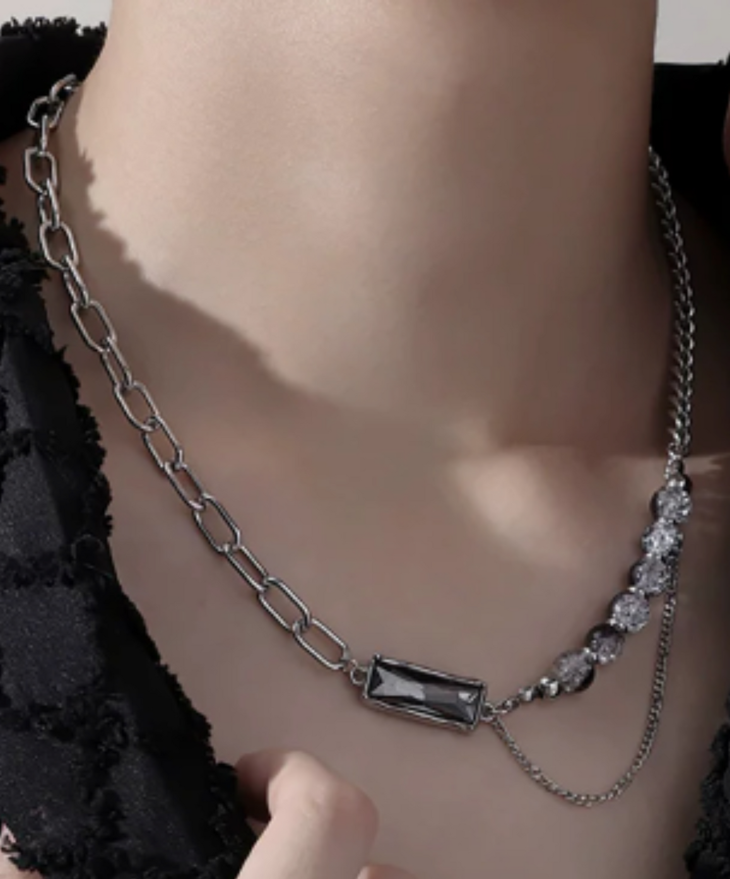 two layers of three types of chains necklace EN1978