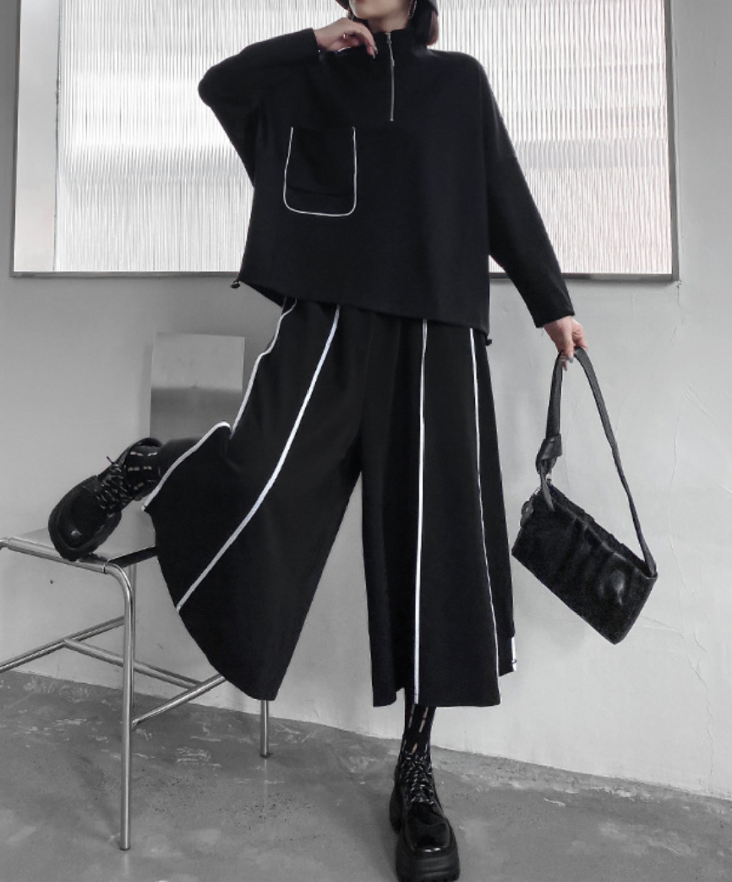 white line retro wide pants EN2304