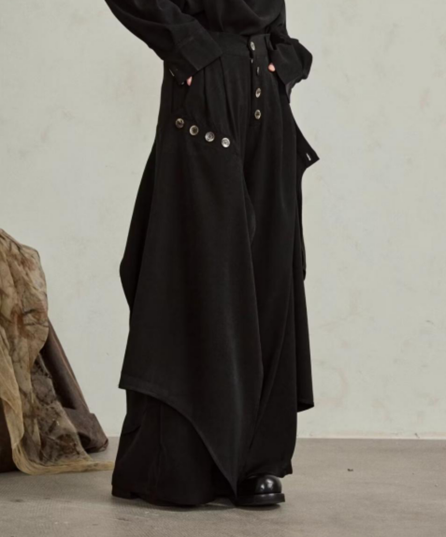 dark layered wide pants EN1866