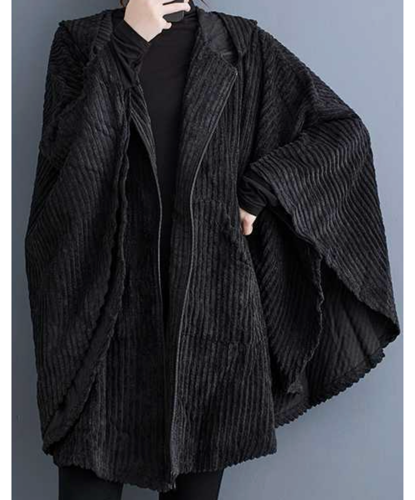 corduroy poncho hoodie EN2443