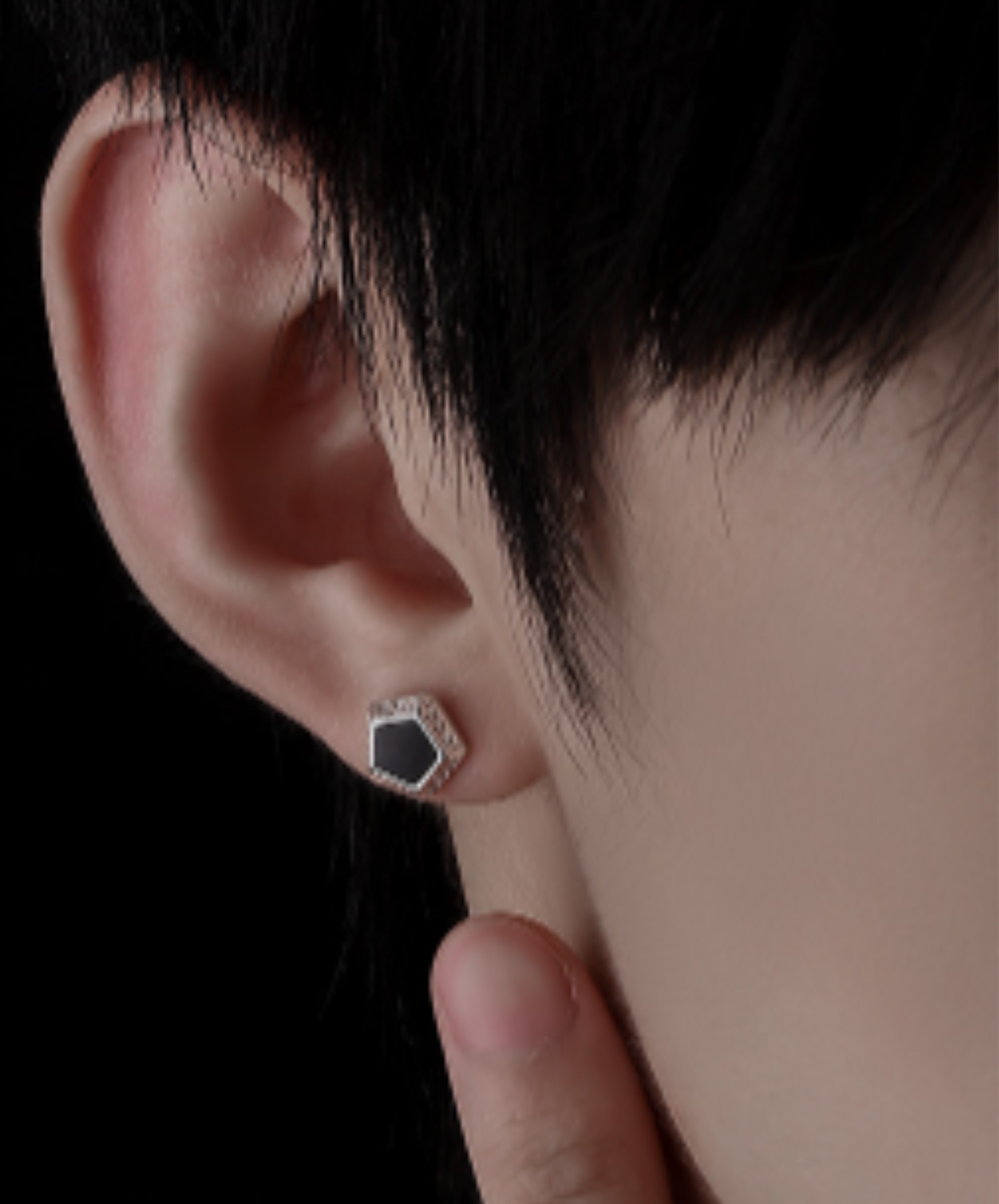 black zircon pentagon earrings EN2026