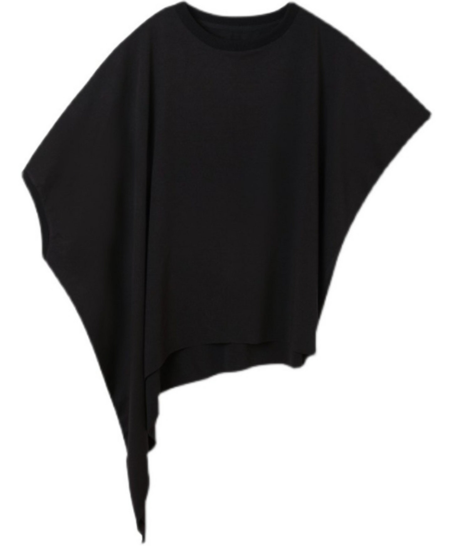 dark irregular hem short t-shirt EN861