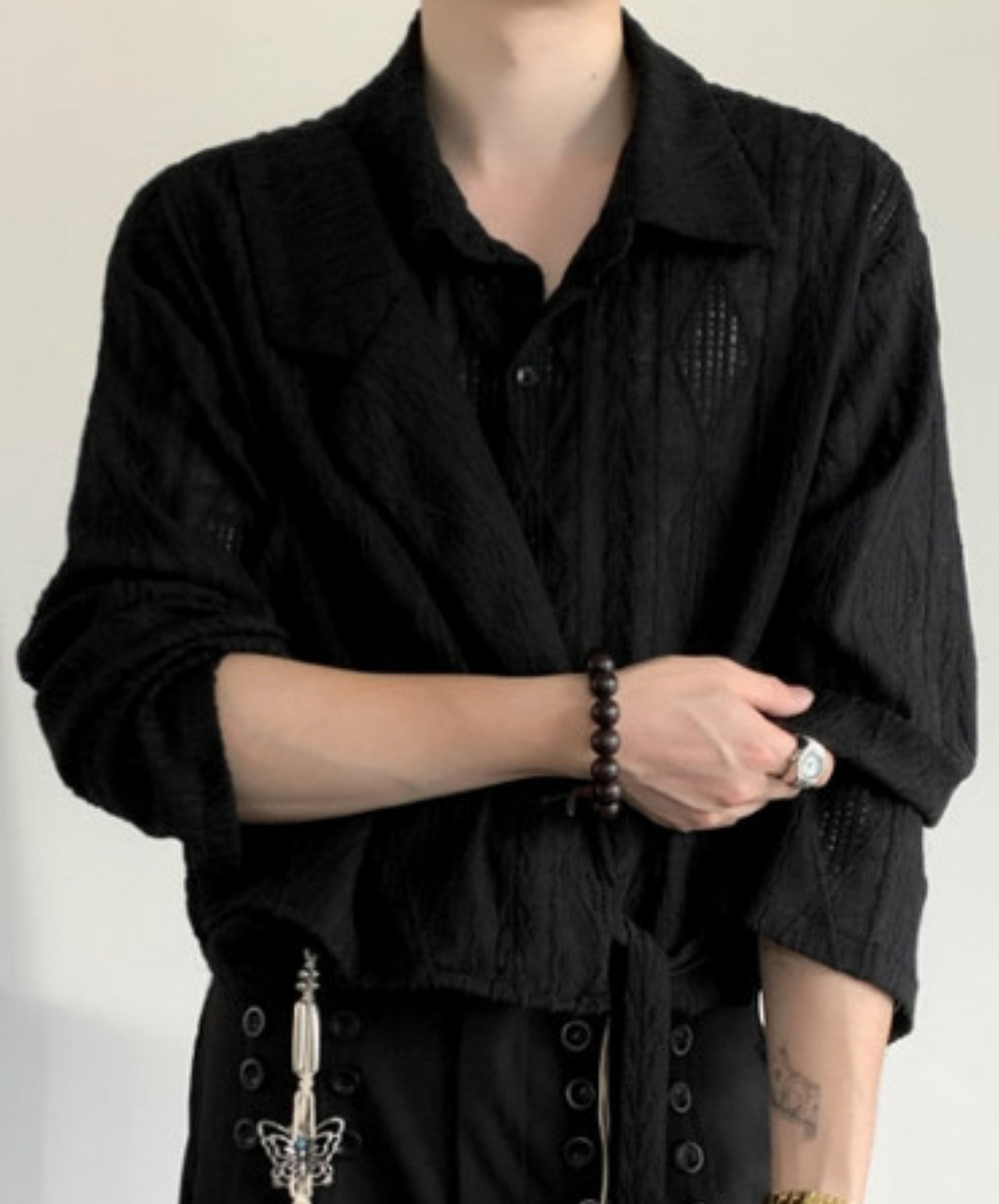 chinese style strap jacquard shirt EN2369