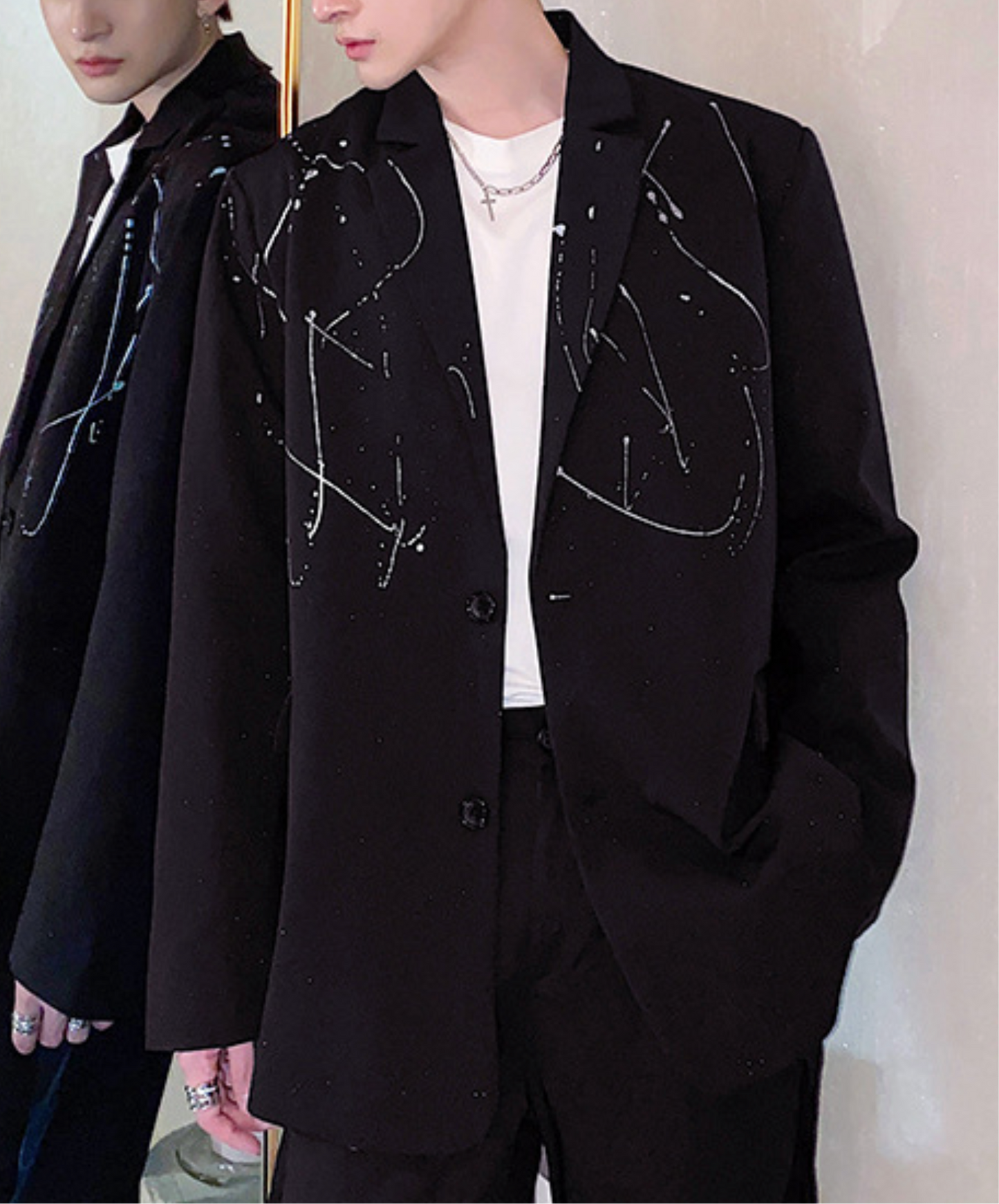 Irregular doodle design jacket EN2405
