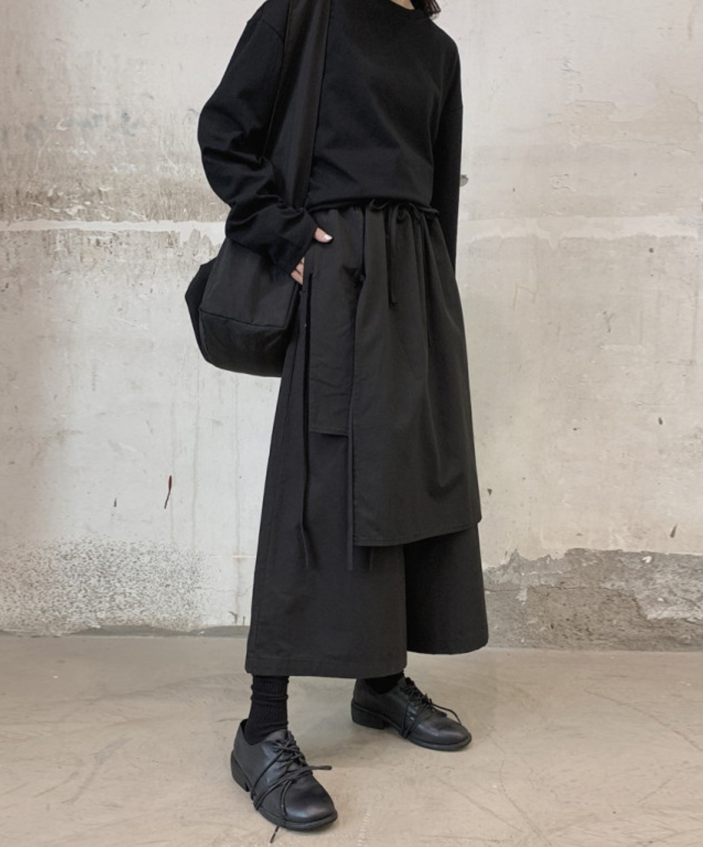 dark wide layered hakama pants EN1124