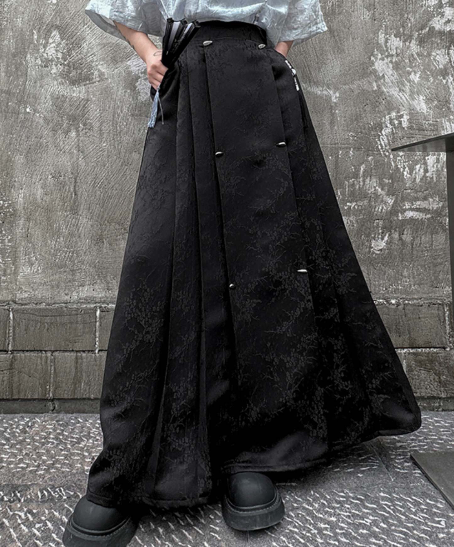 dark hanfu style pleated long skirt EN1755
