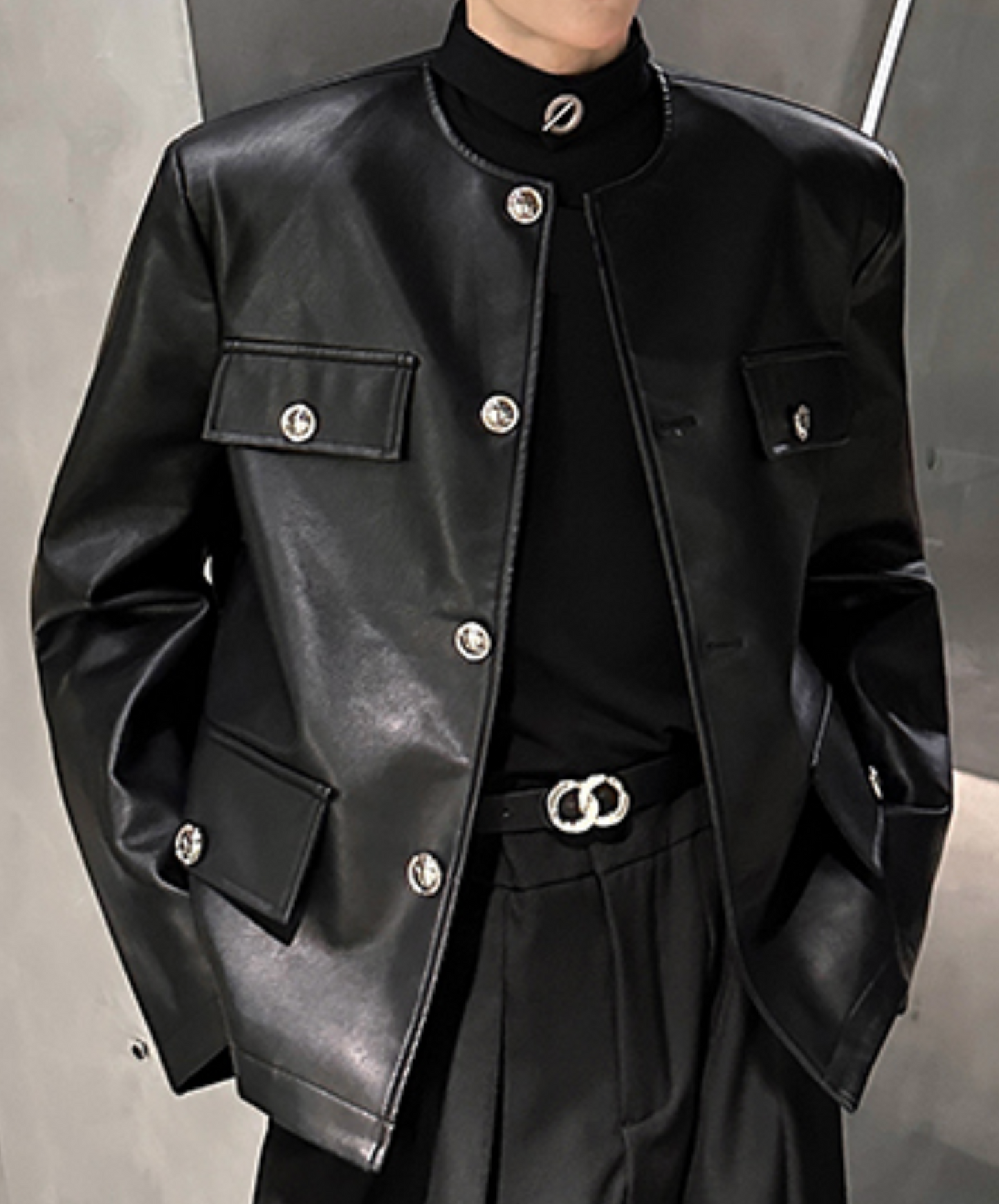 pu leather short riders jacket EN2474