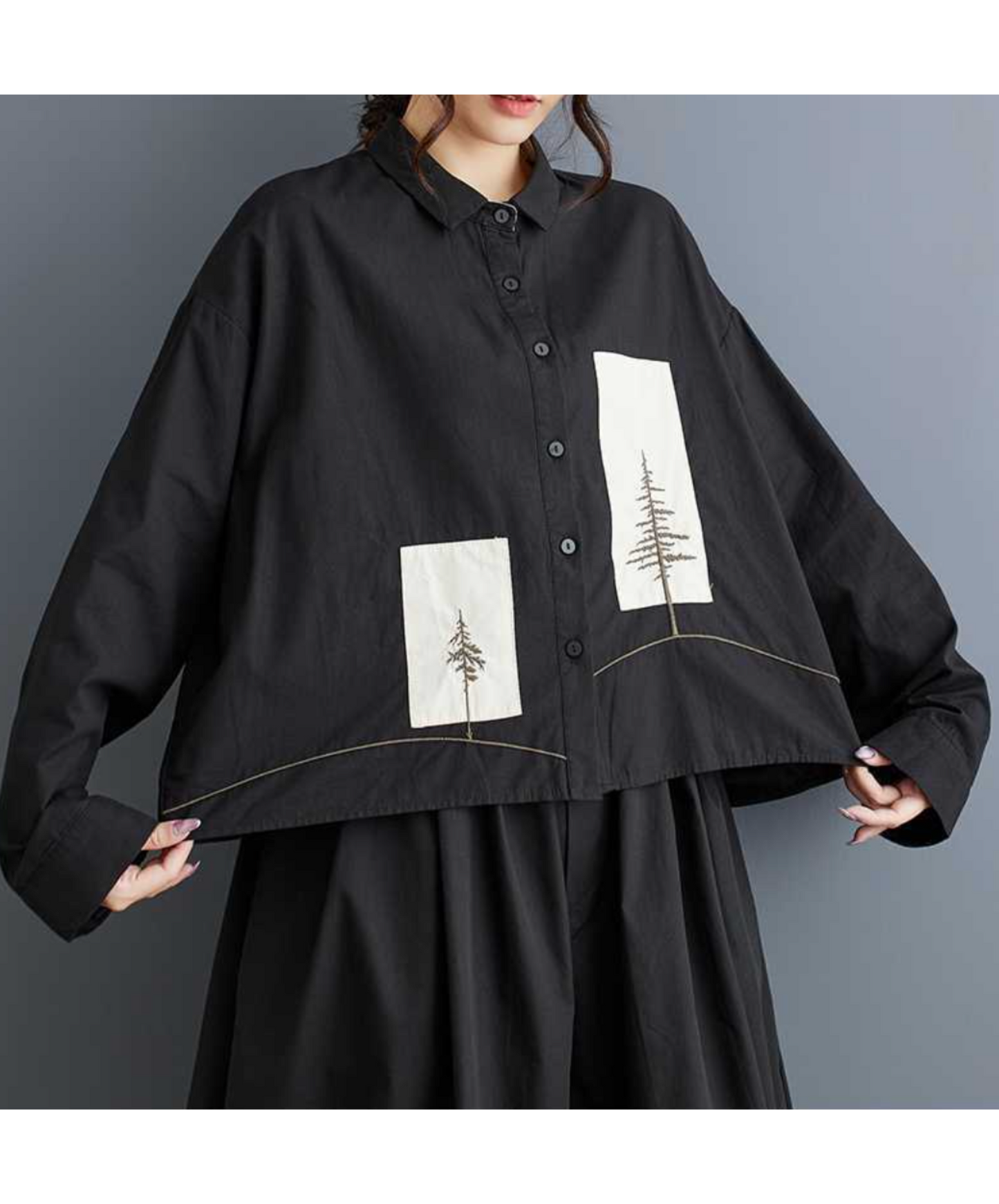 tree silhouette embroidery design shirt EN2289
