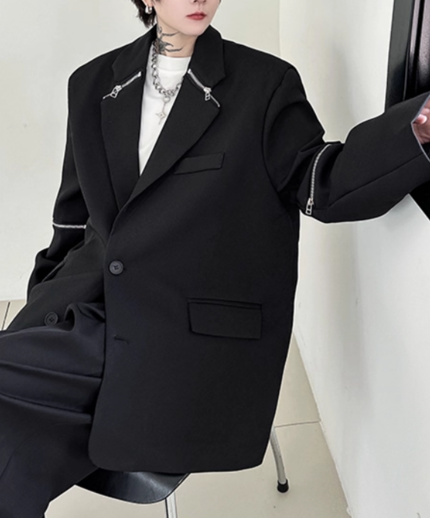 【style77】dark mode outfit set EN2533(jacket + shirt + pants set)