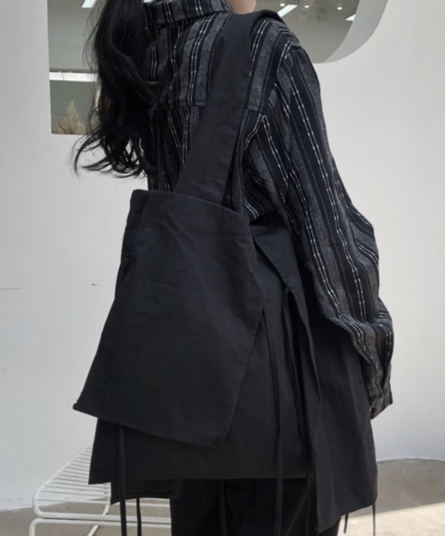 dark black ribbon shoulder bag EN1537