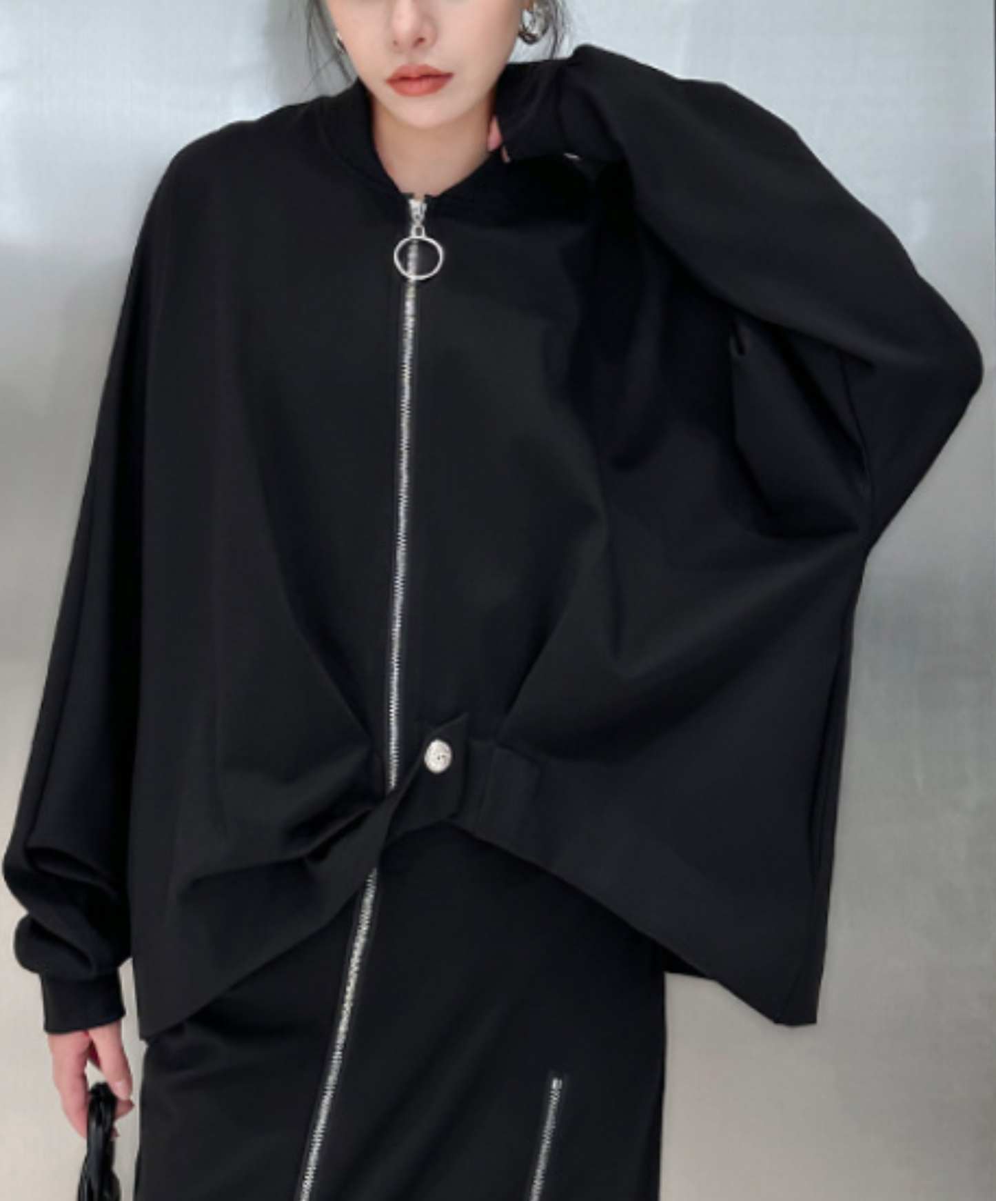 dark deformed hem design jacket EN2356
