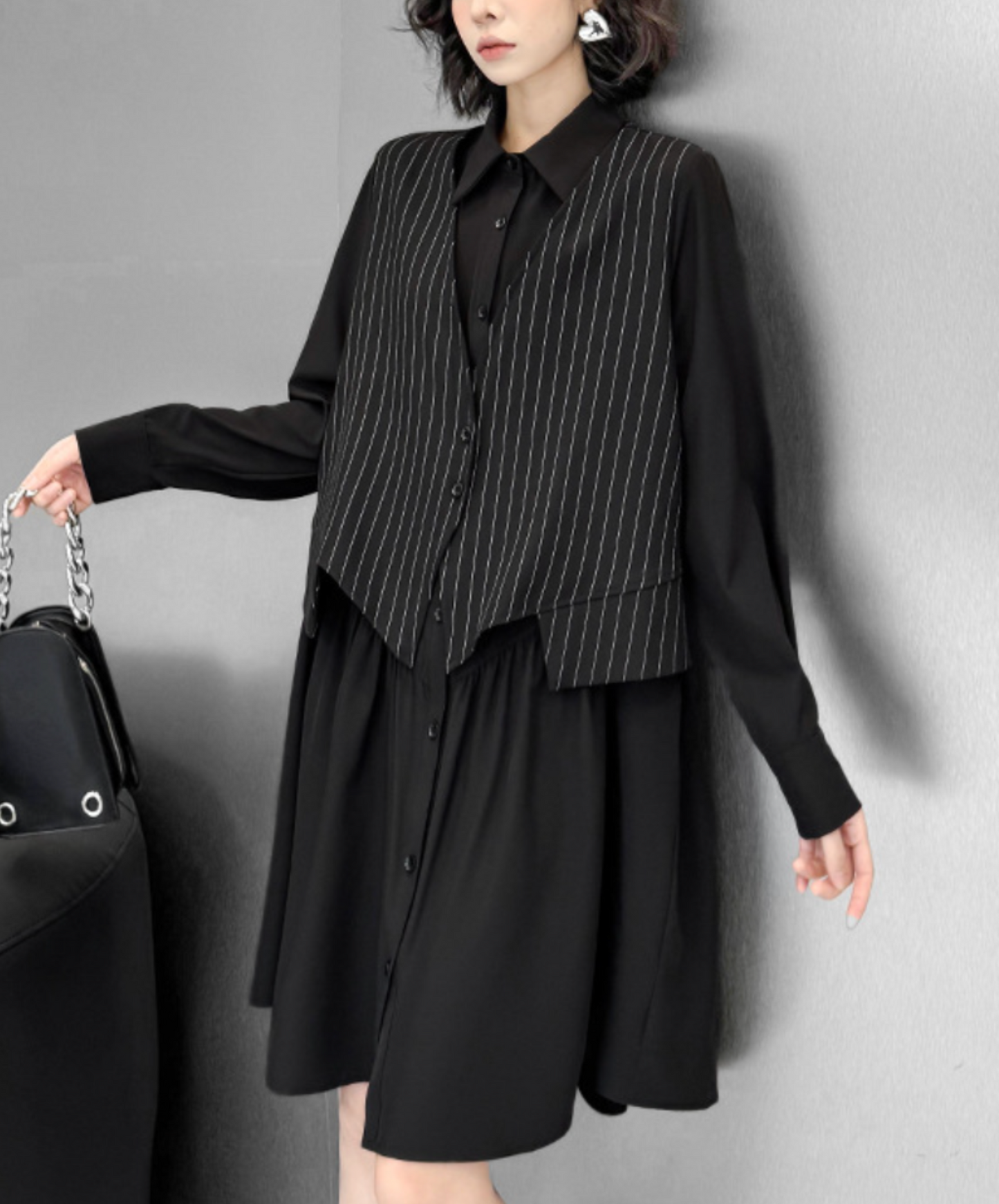 fake layered stripes long shirt EN2329