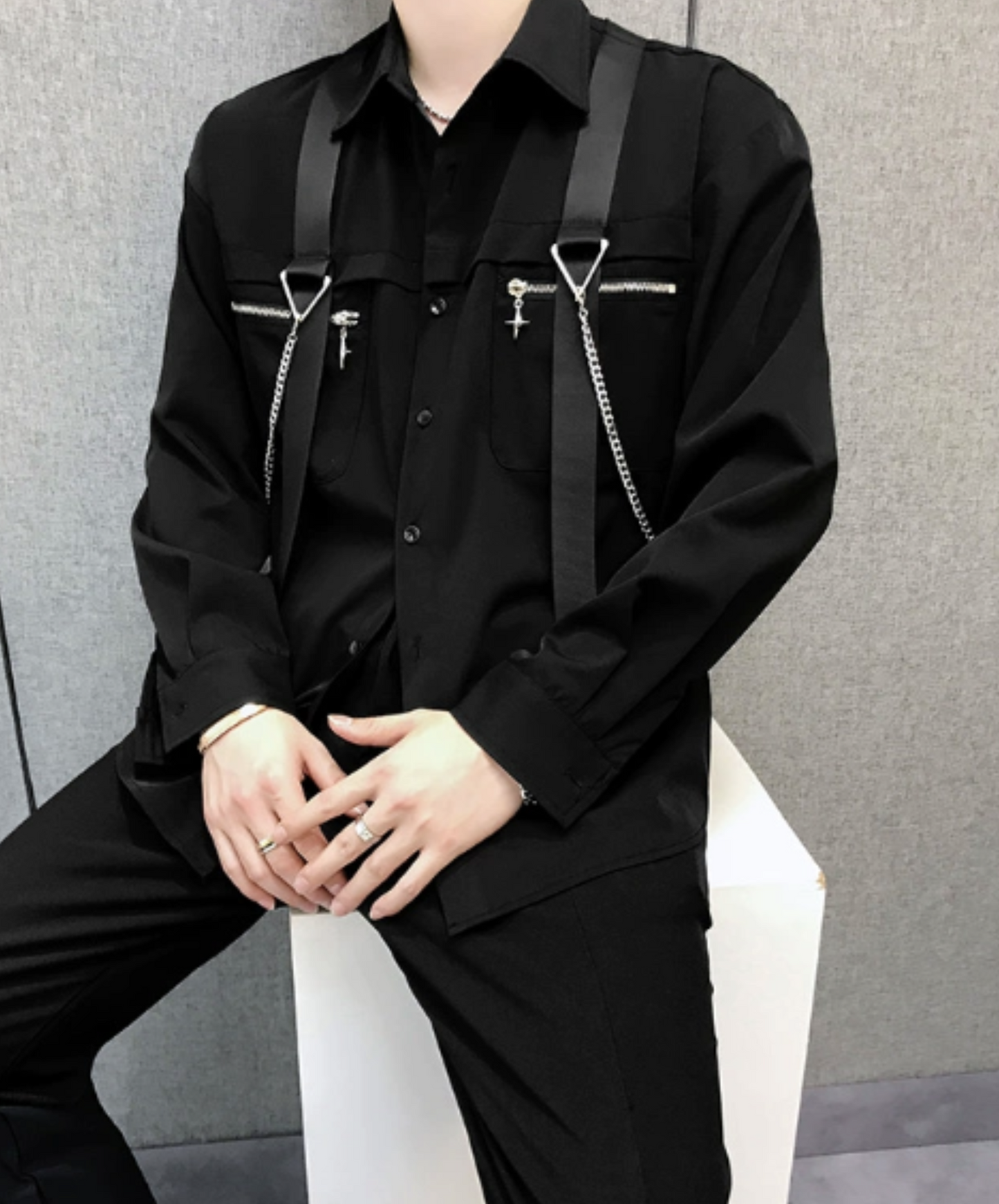 metal chain strap shirt EN1136