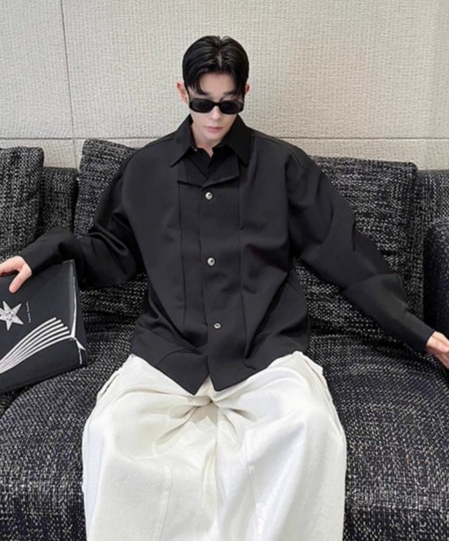 draped fake two-piece suit shirt EN2452