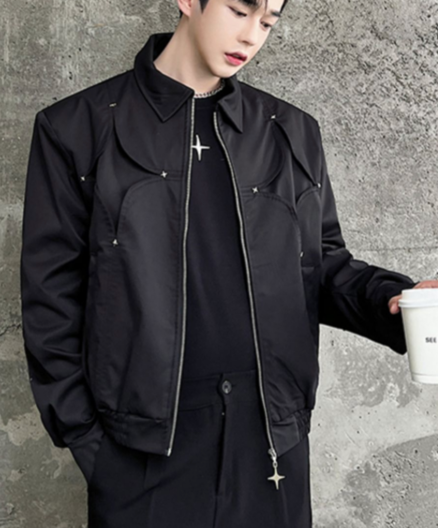 star-shaped rivet design jacket EN2364