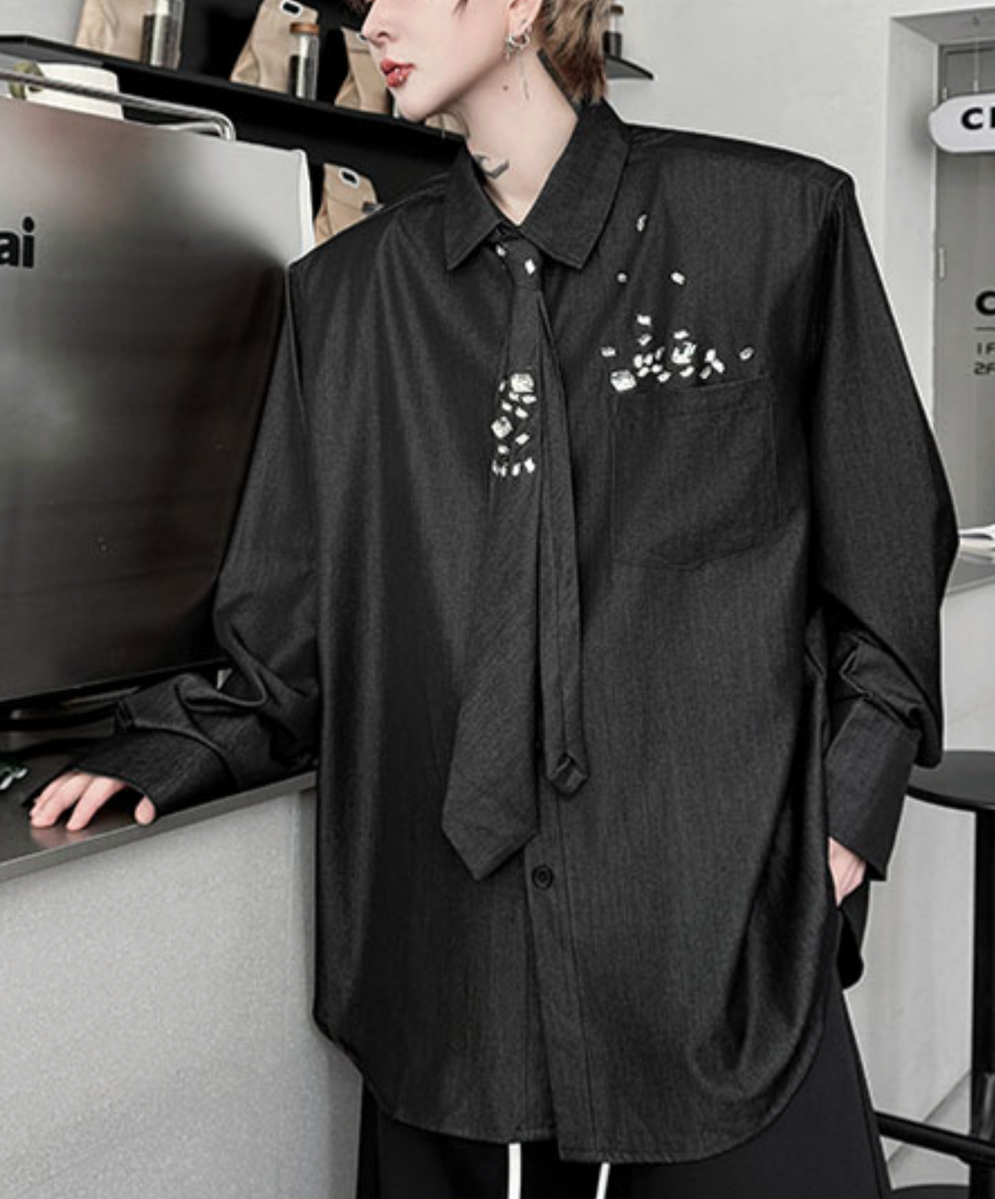 casual denim tie included shirt EN2470