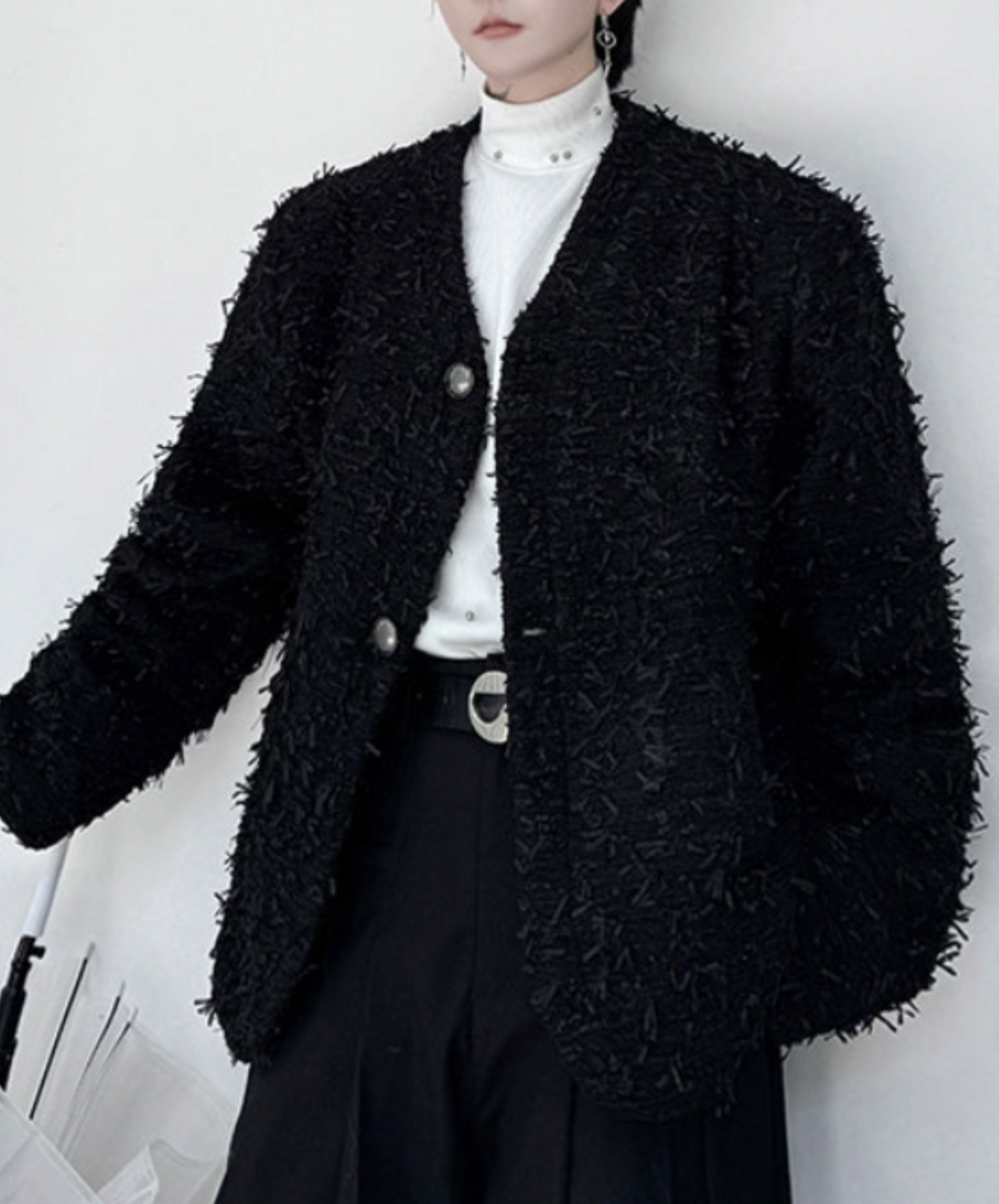 short fur collarless jacket EN1868