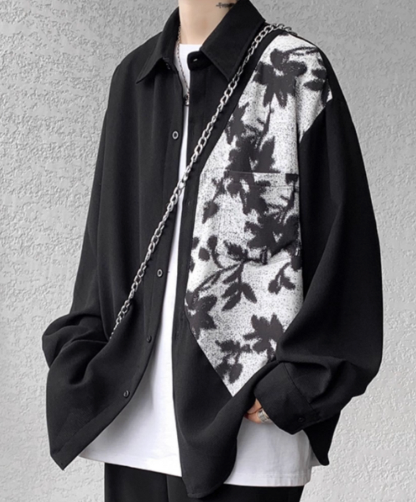 autumn motif silhouette shirt EN2399