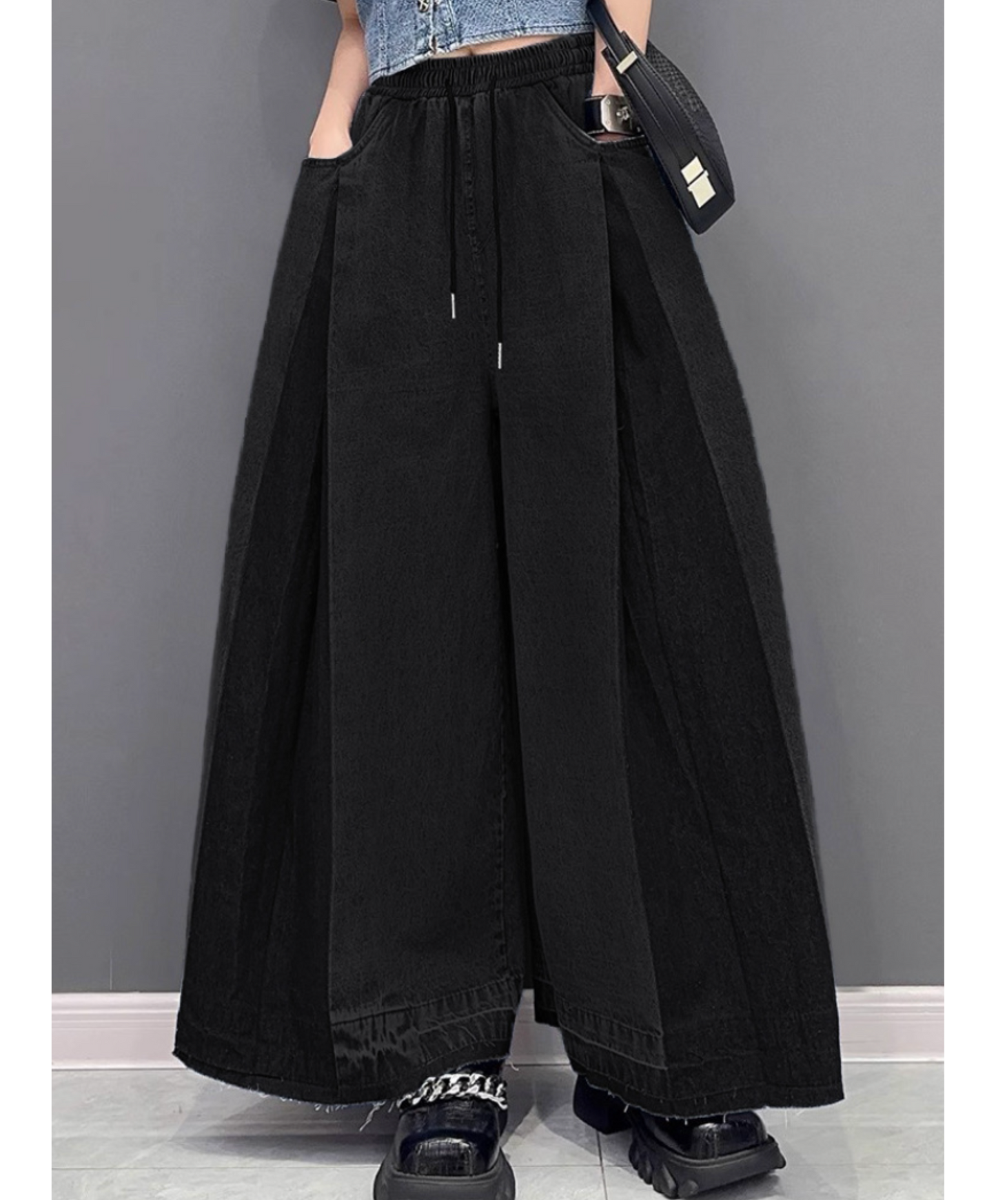 tucked patchwork design pants EN2320