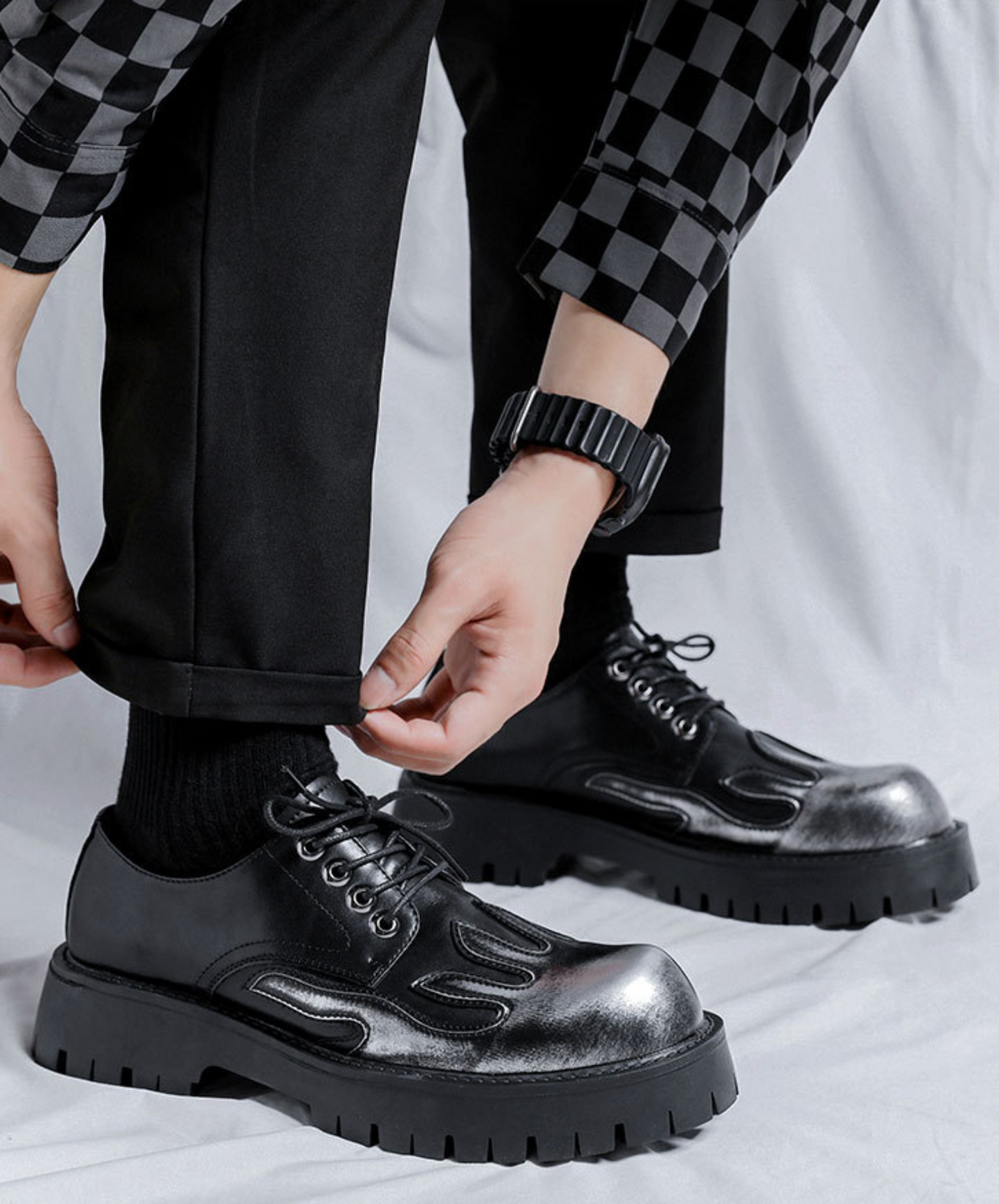 heat haze design lace-up shoes EN2379