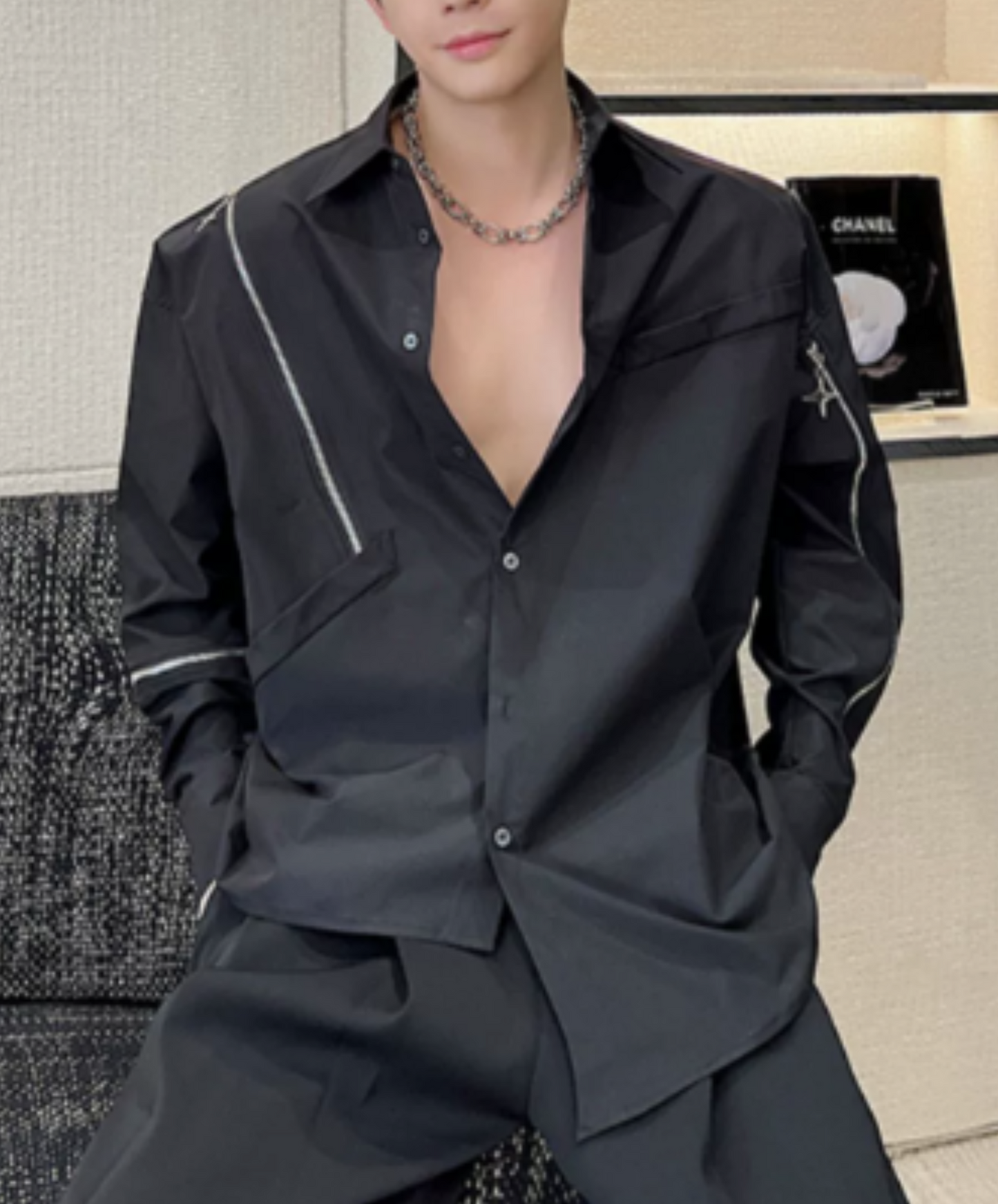 asymmetric irregular zip shirt EN1000