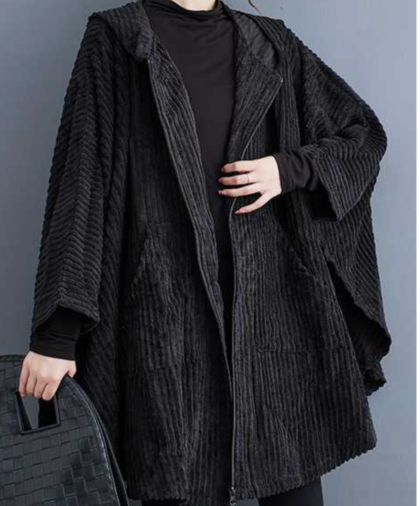 corduroy poncho hoodie EN2443