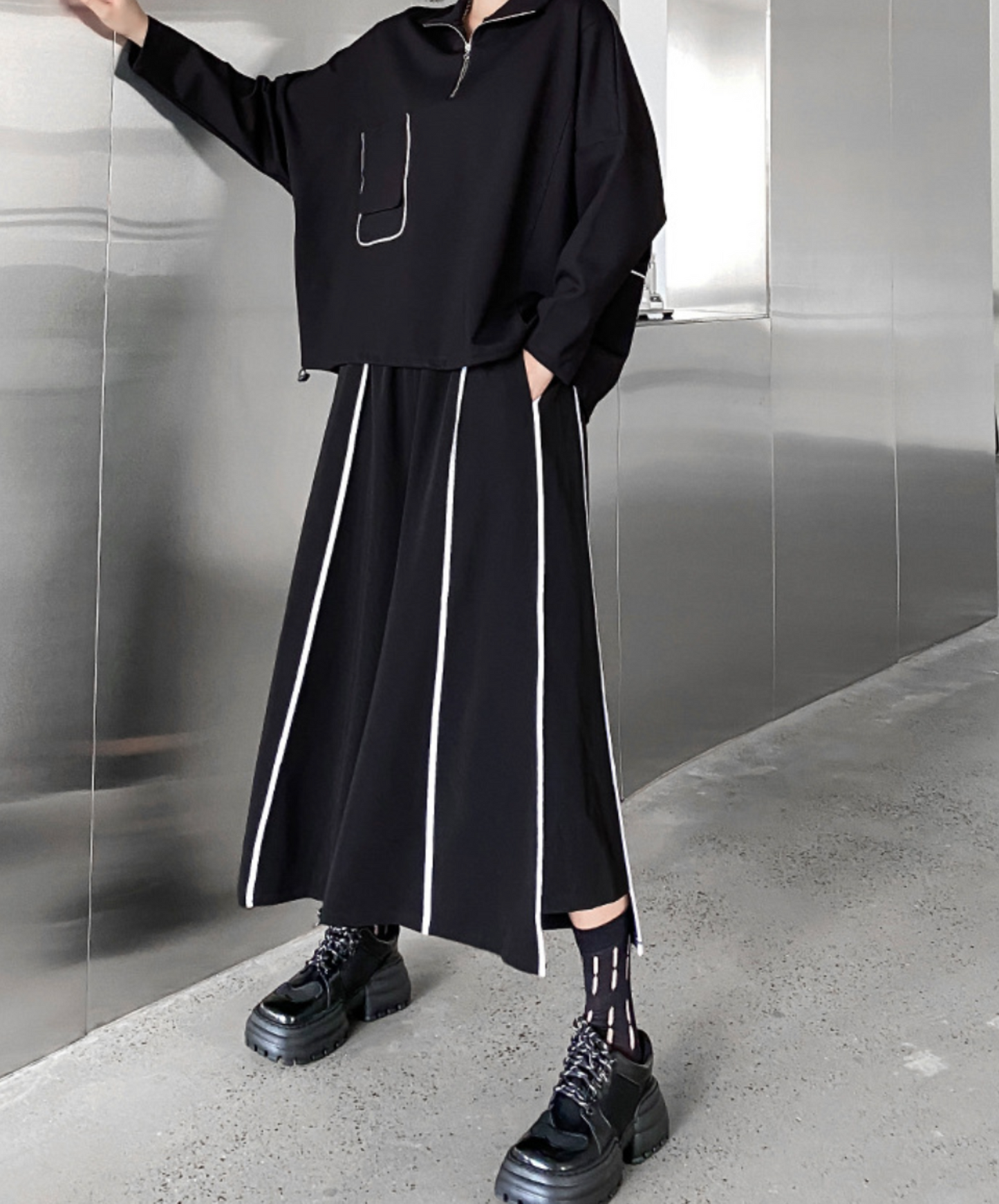 white line retro wide pants EN2304