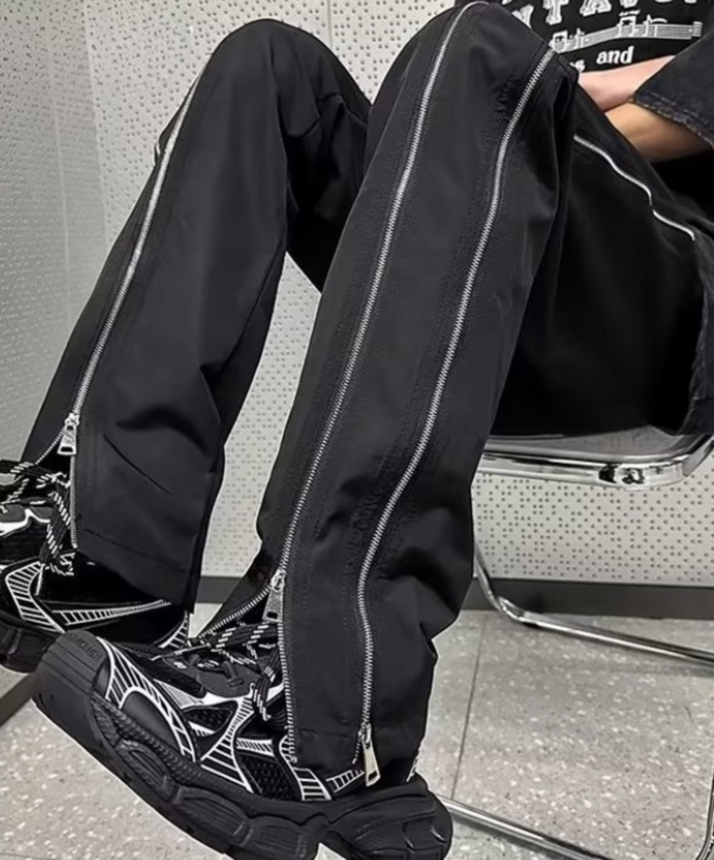 double zipper line pants EN2409
