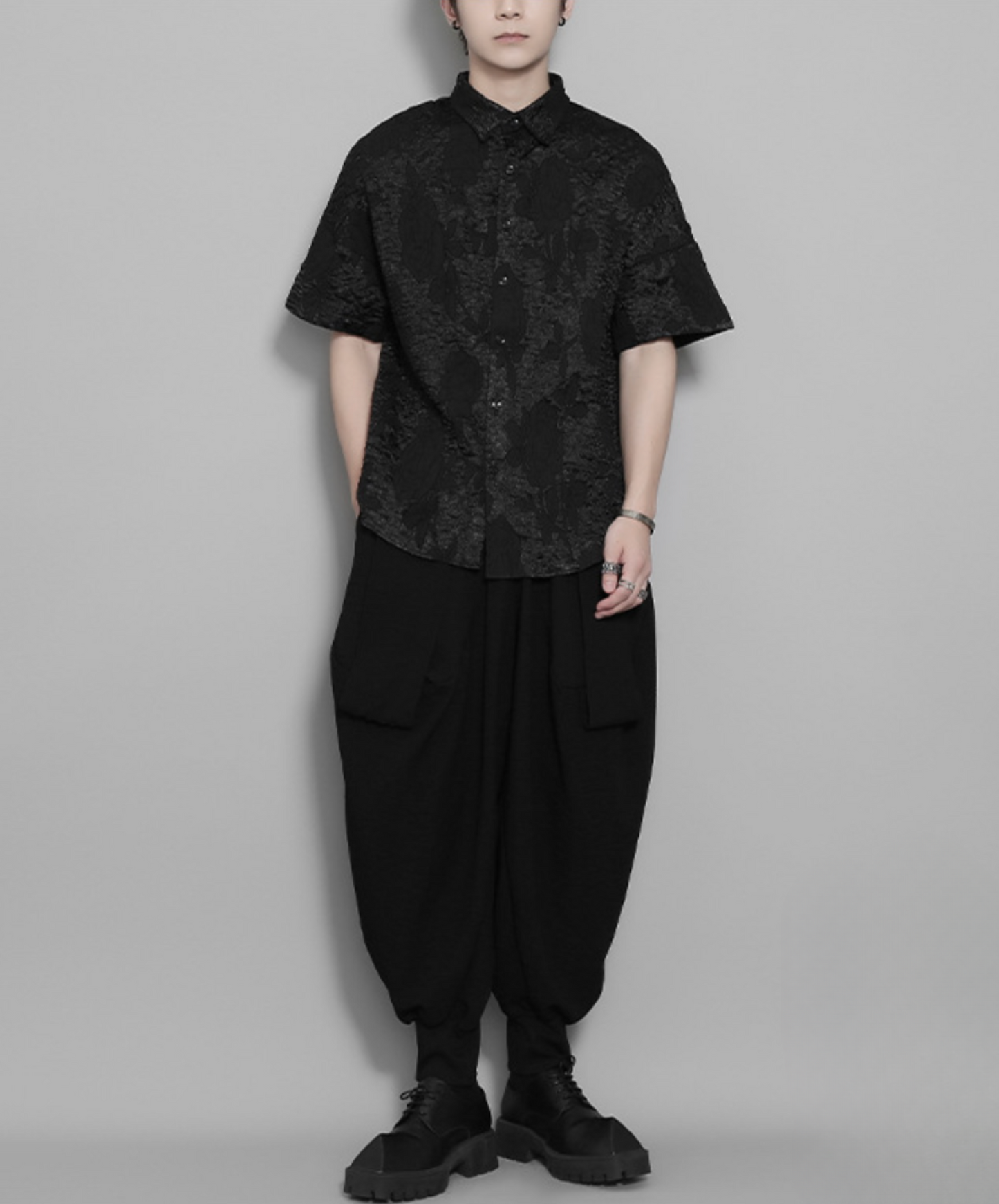 korean style flower design jacquard shirt EN2199