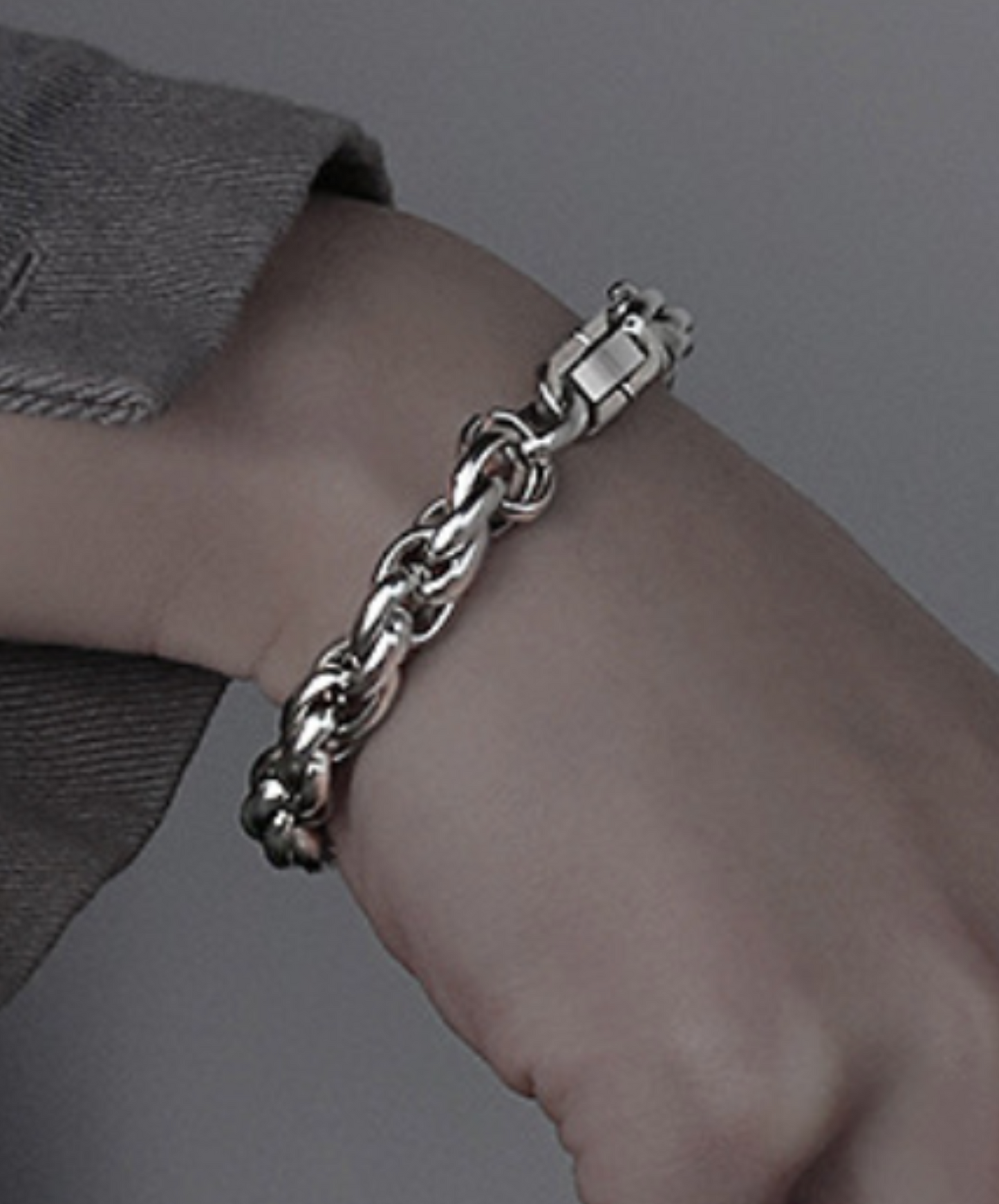 wave line silver chain bracelet EN2063