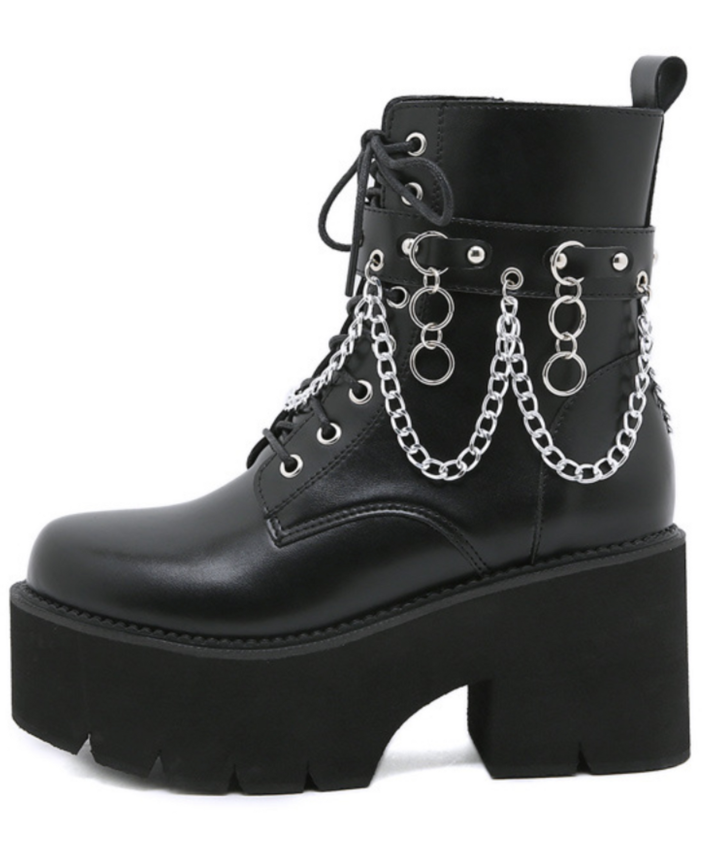 hanging chain design zip up boots EN2314