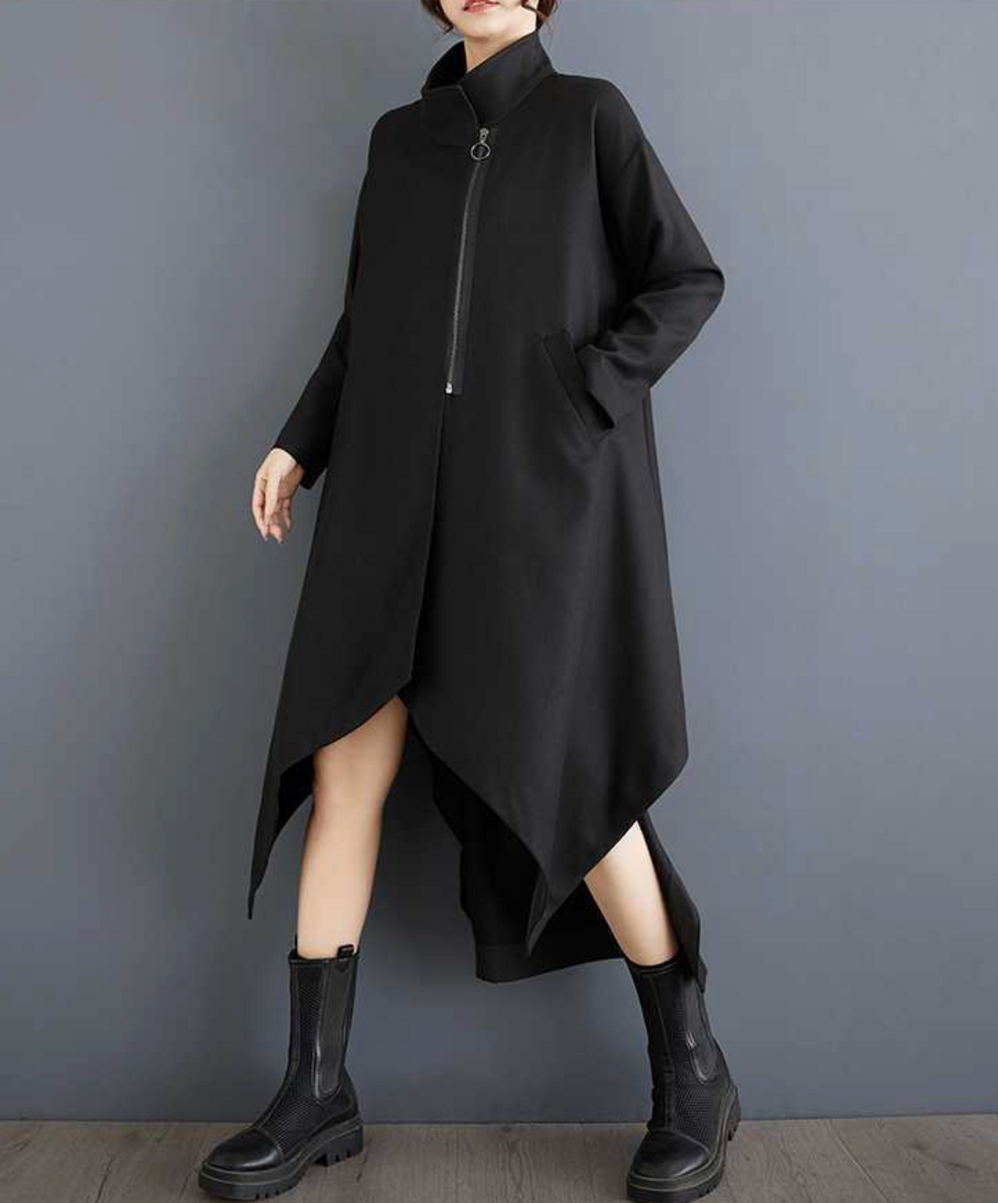 stand collar a-line coat EN2444