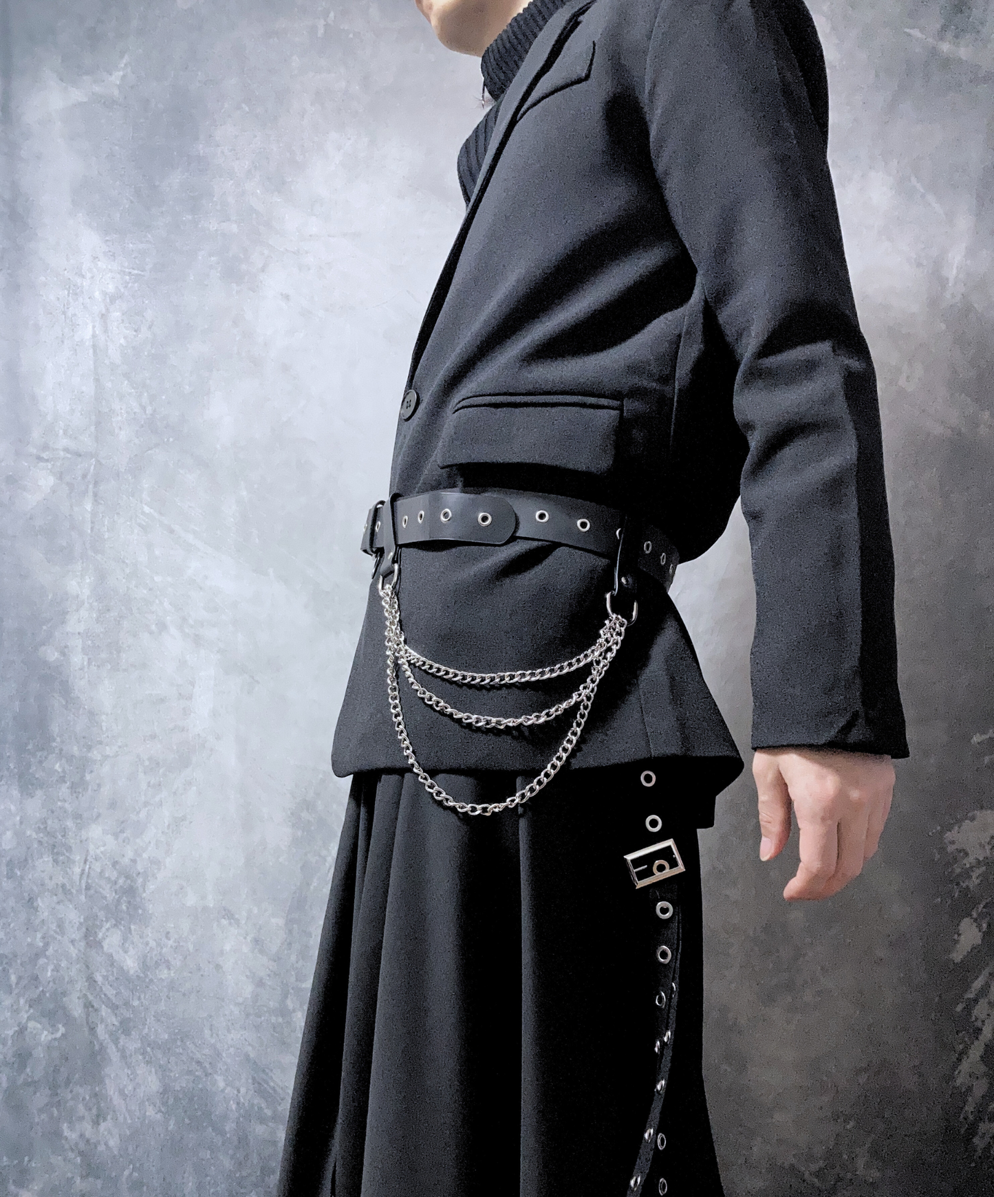 【style66】dark mode outfit set EN1890(jacket + sweater + pants set)