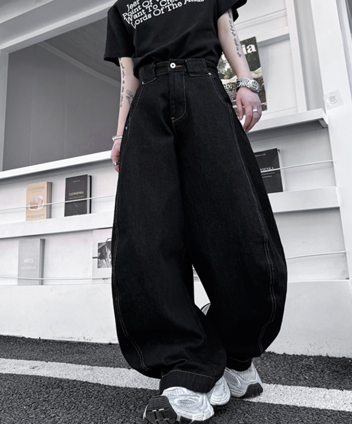 retro straight loose style wide pants EN2099