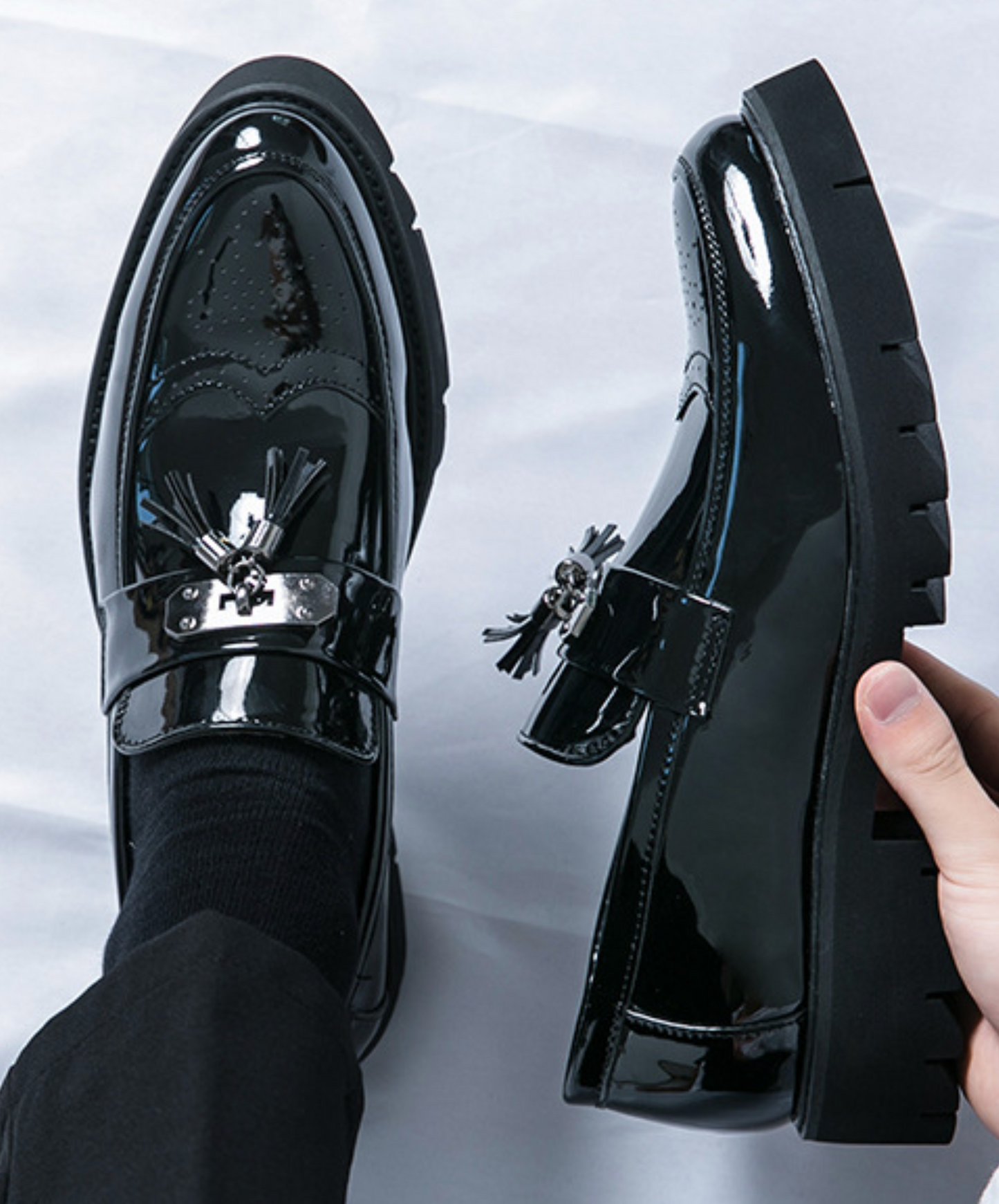enamel-like tassel shoes EN2358