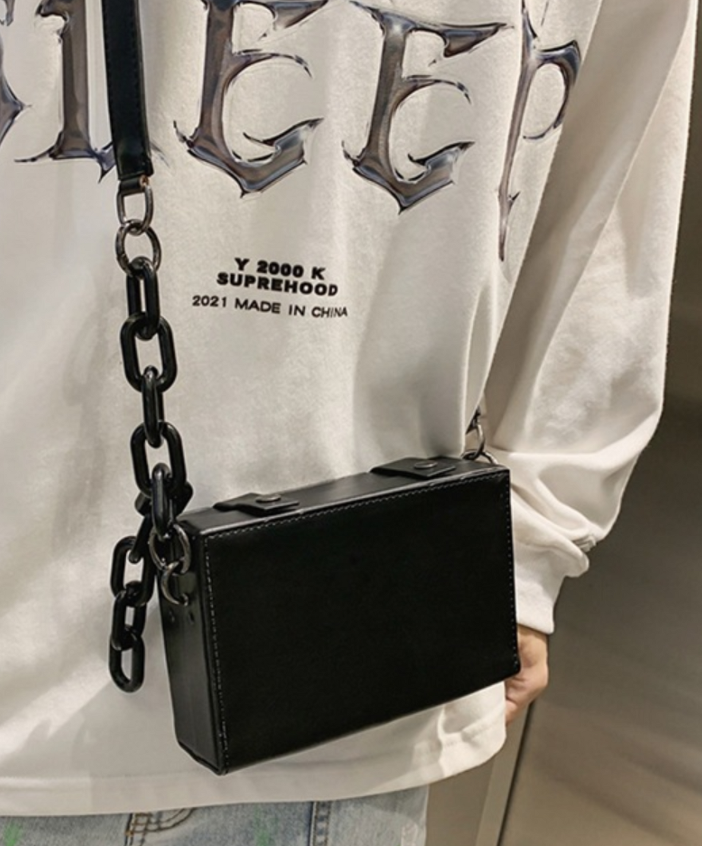 chain decoration small square shoulder bag EN1445