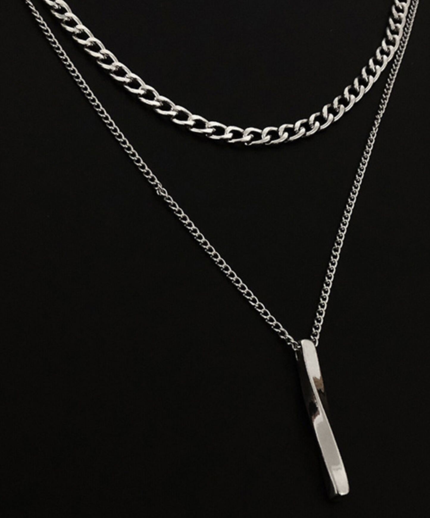 double chain on crossbar necklace EN2280
