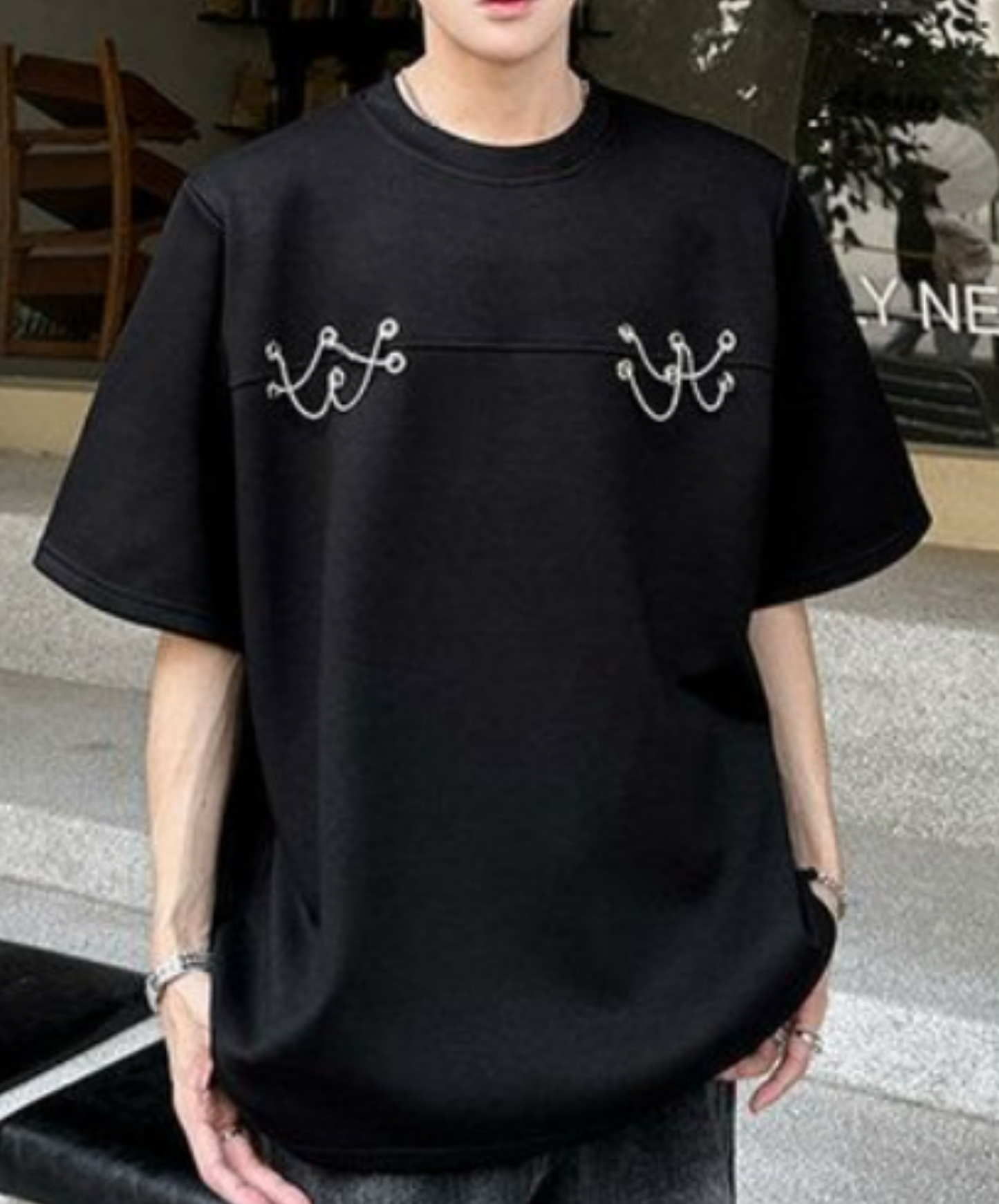 metal chain rope design t-shirt EN2238