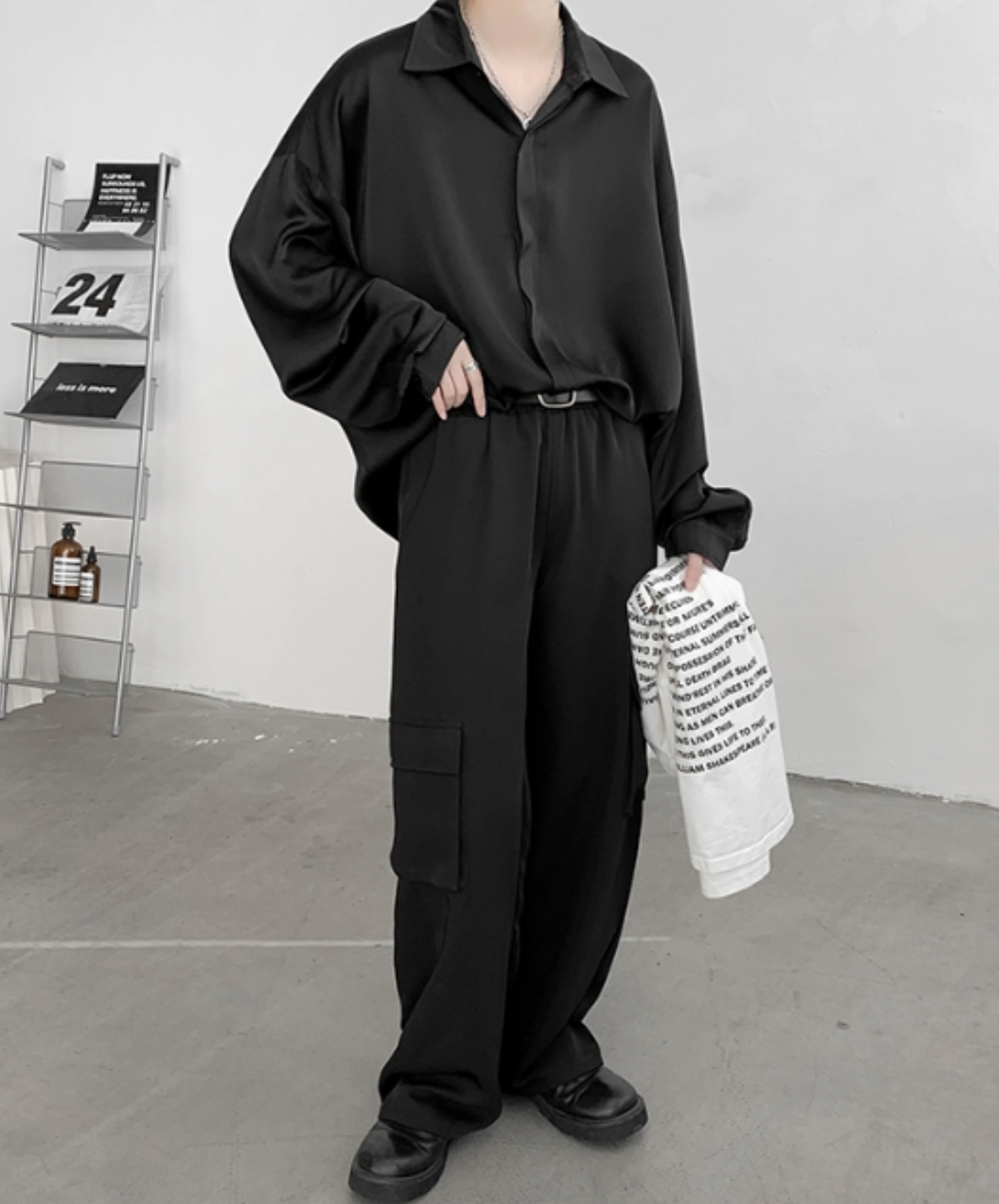 dark loose plain shirt EN1188