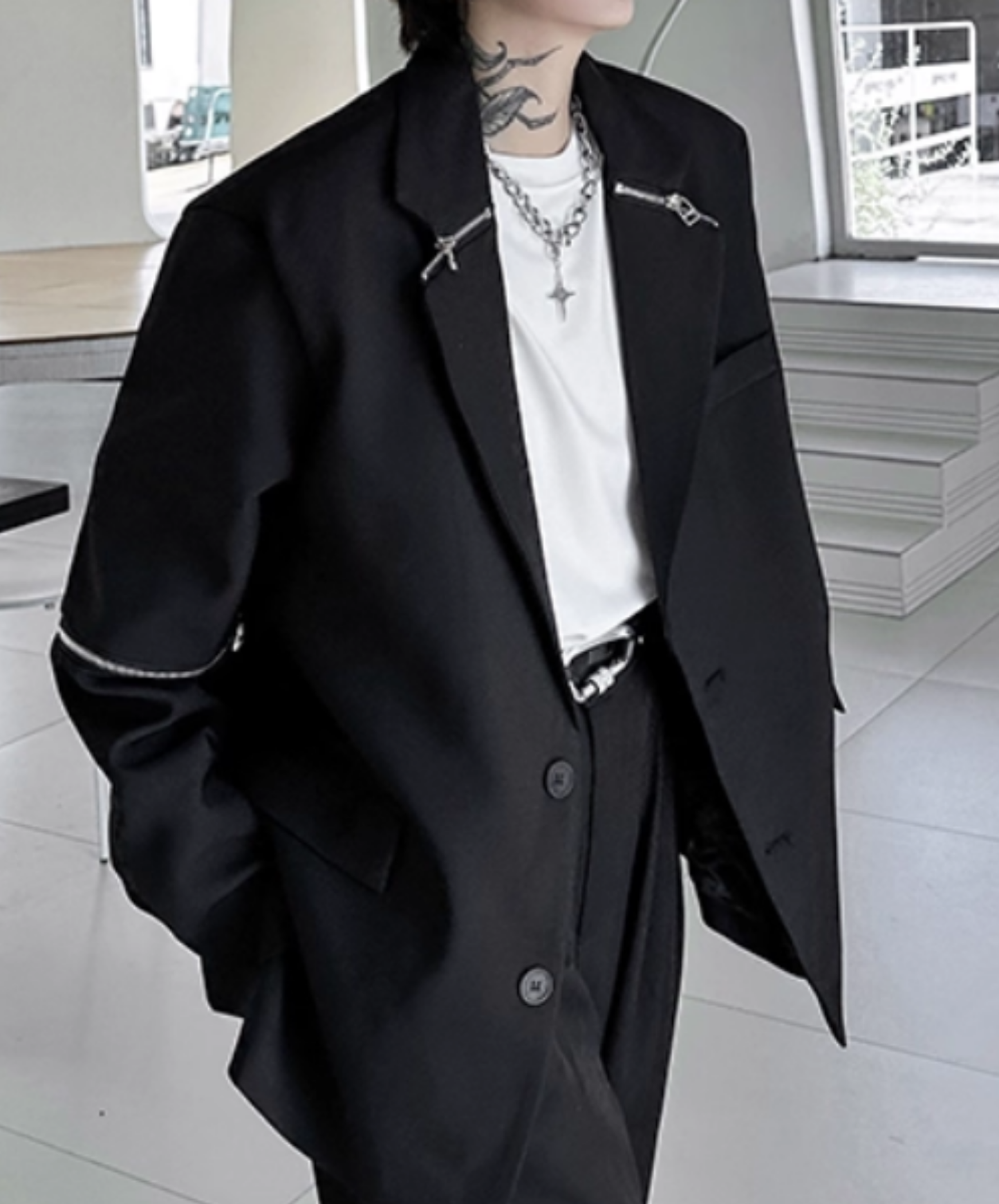 【style77】dark mode outfit set EN2533(jacket + shirt + pants set)