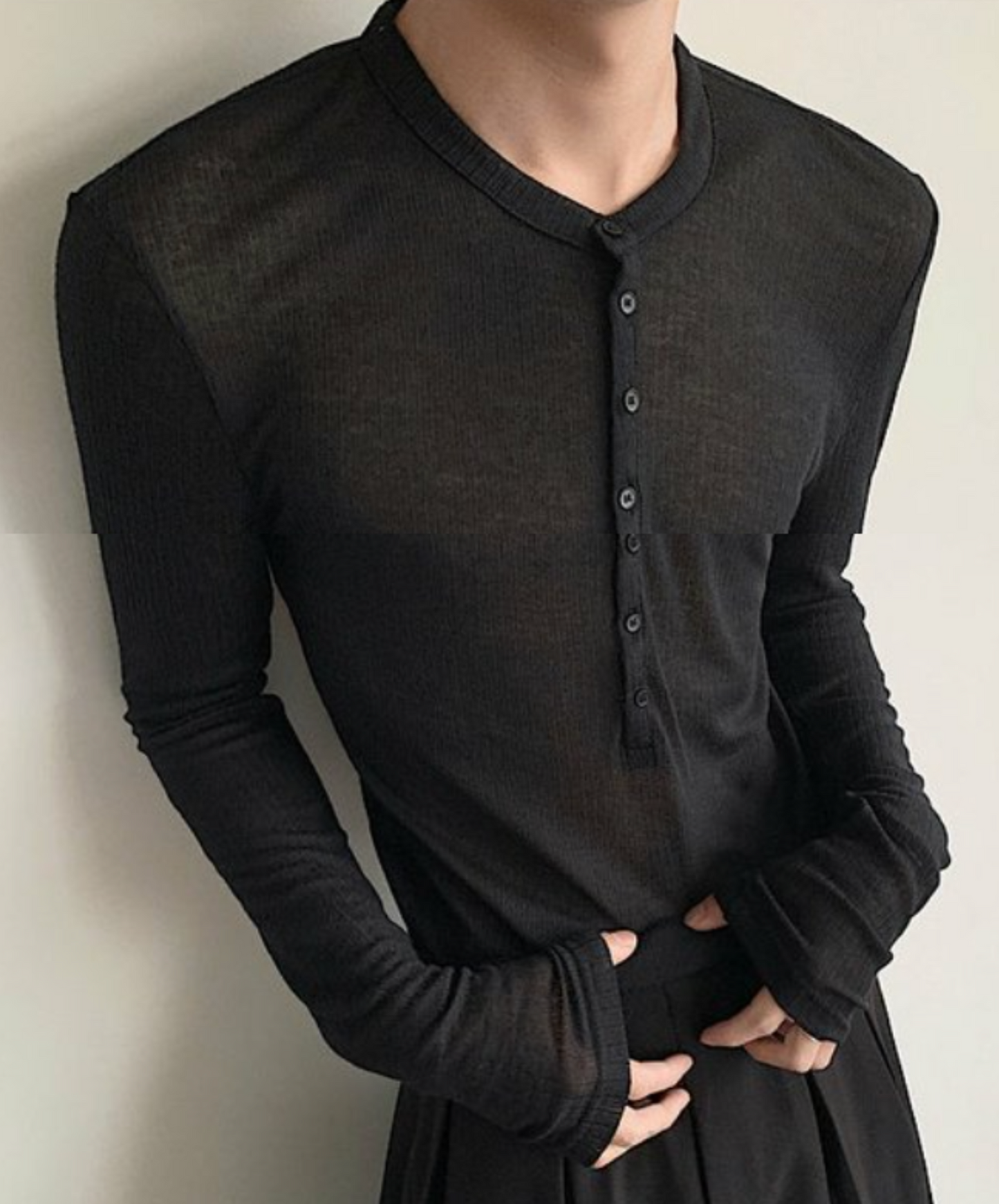 half-open thin long t-shirt EN2326