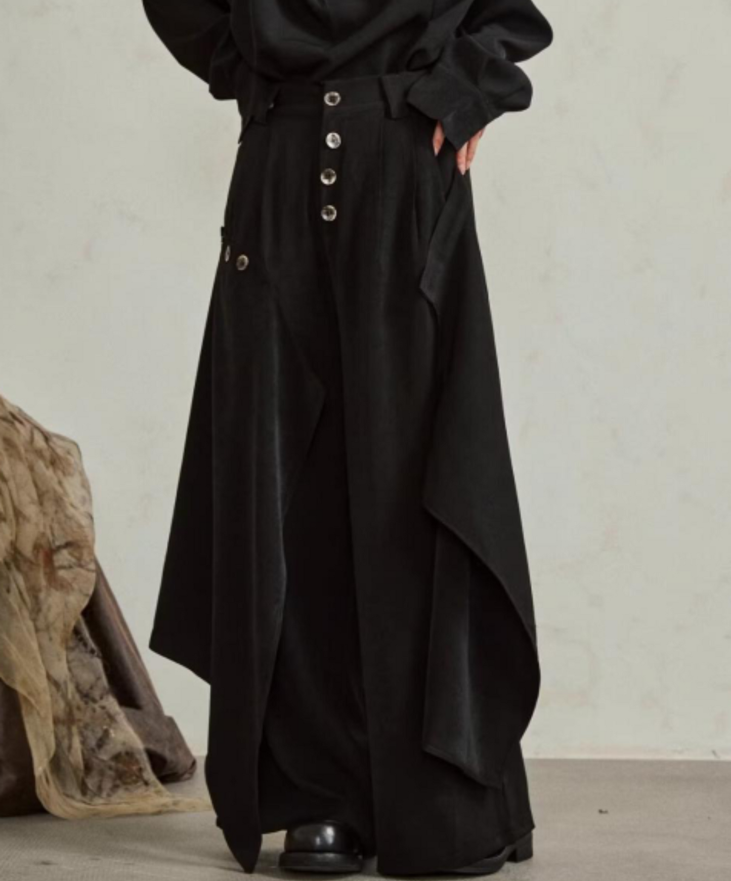 dark layered wide pants EN1866