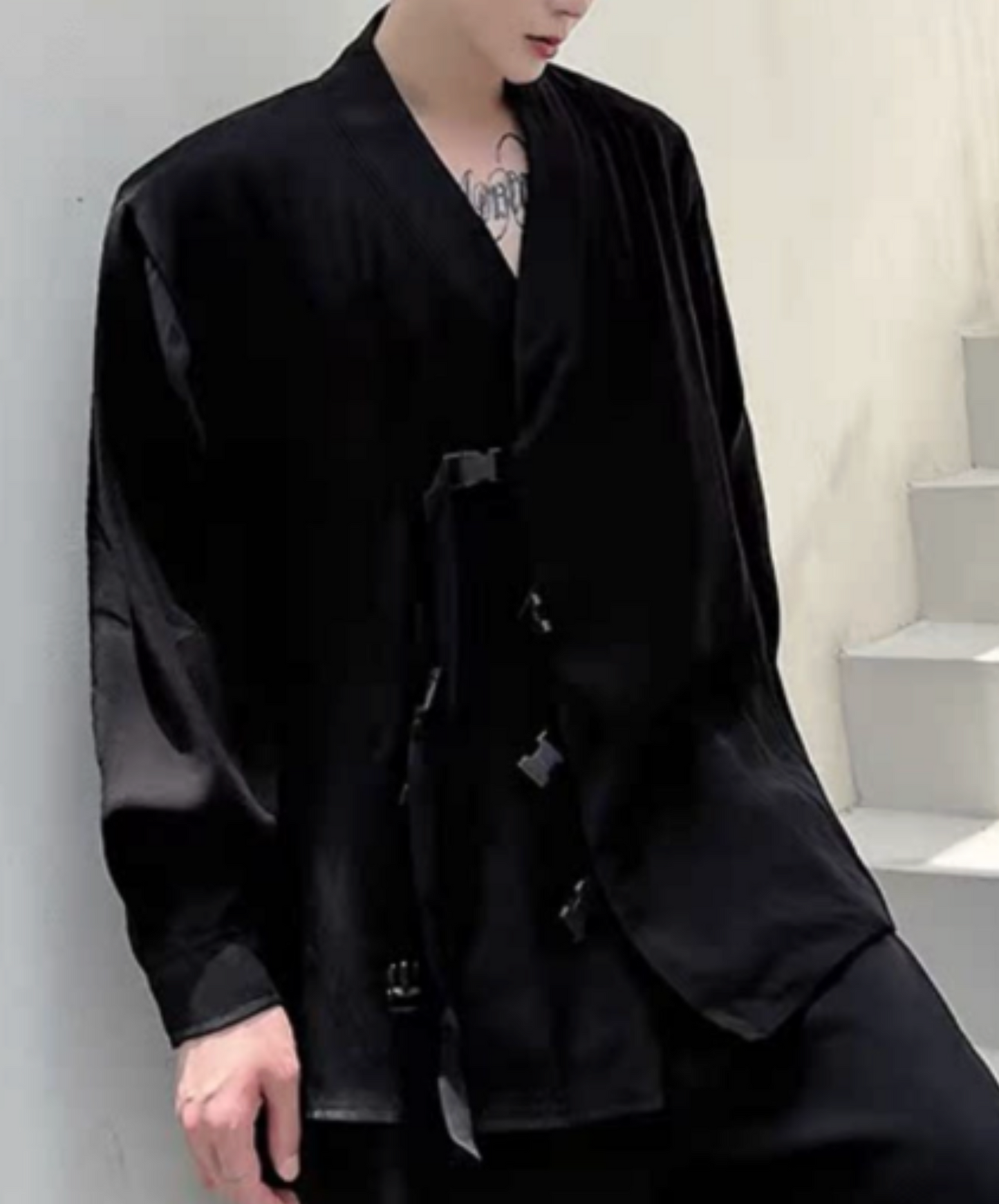 chinese style buckle belt shirt EN2429